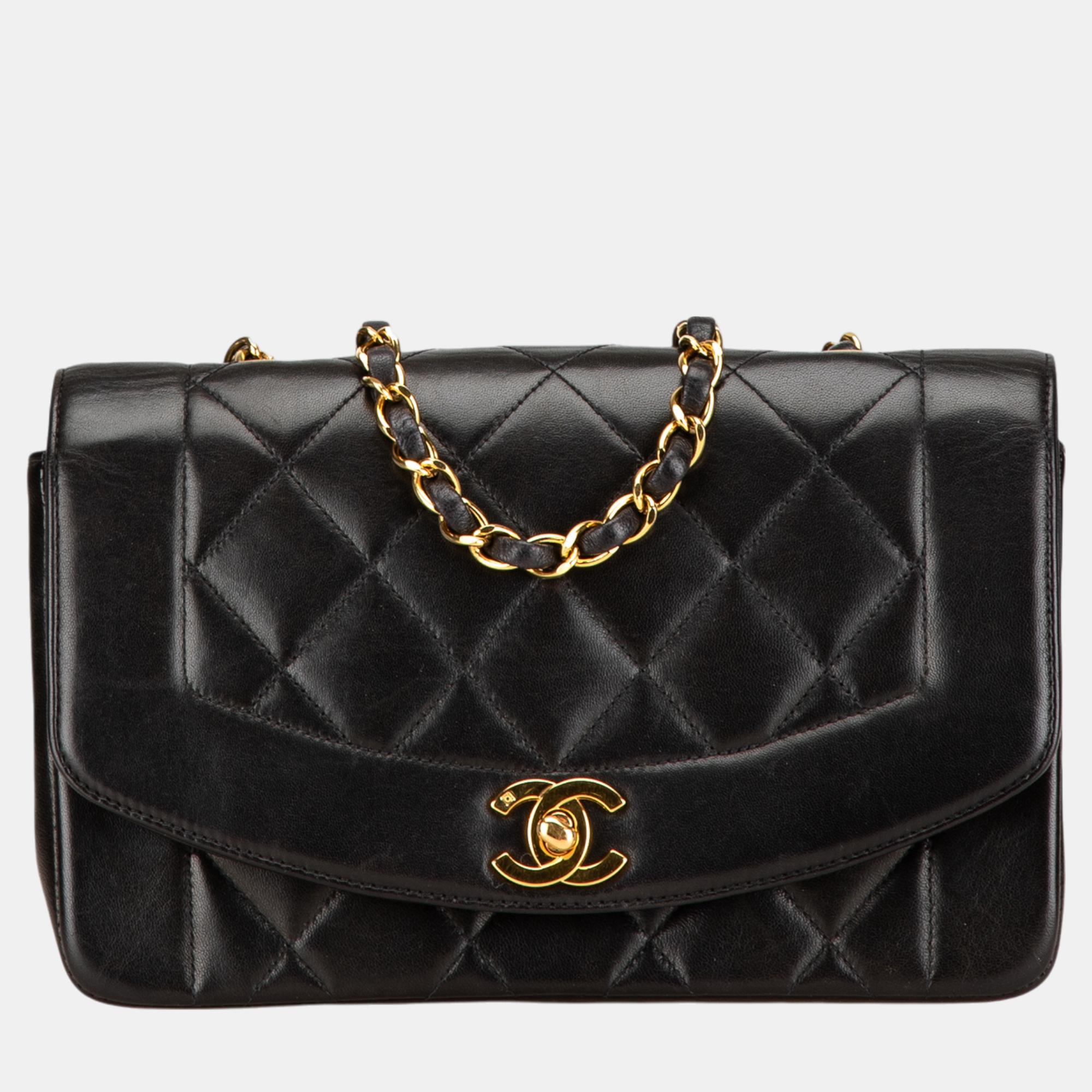 

Chanel Black Small Lambskin Diana Flap