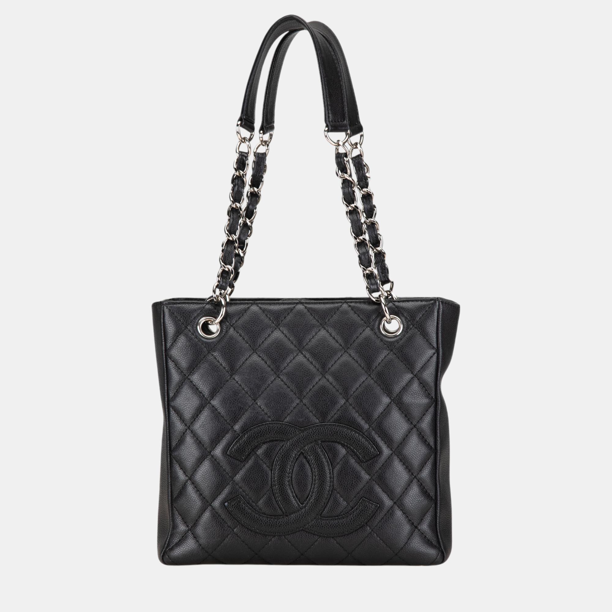 

Chanel Black Petite Caviar Shopping Tote