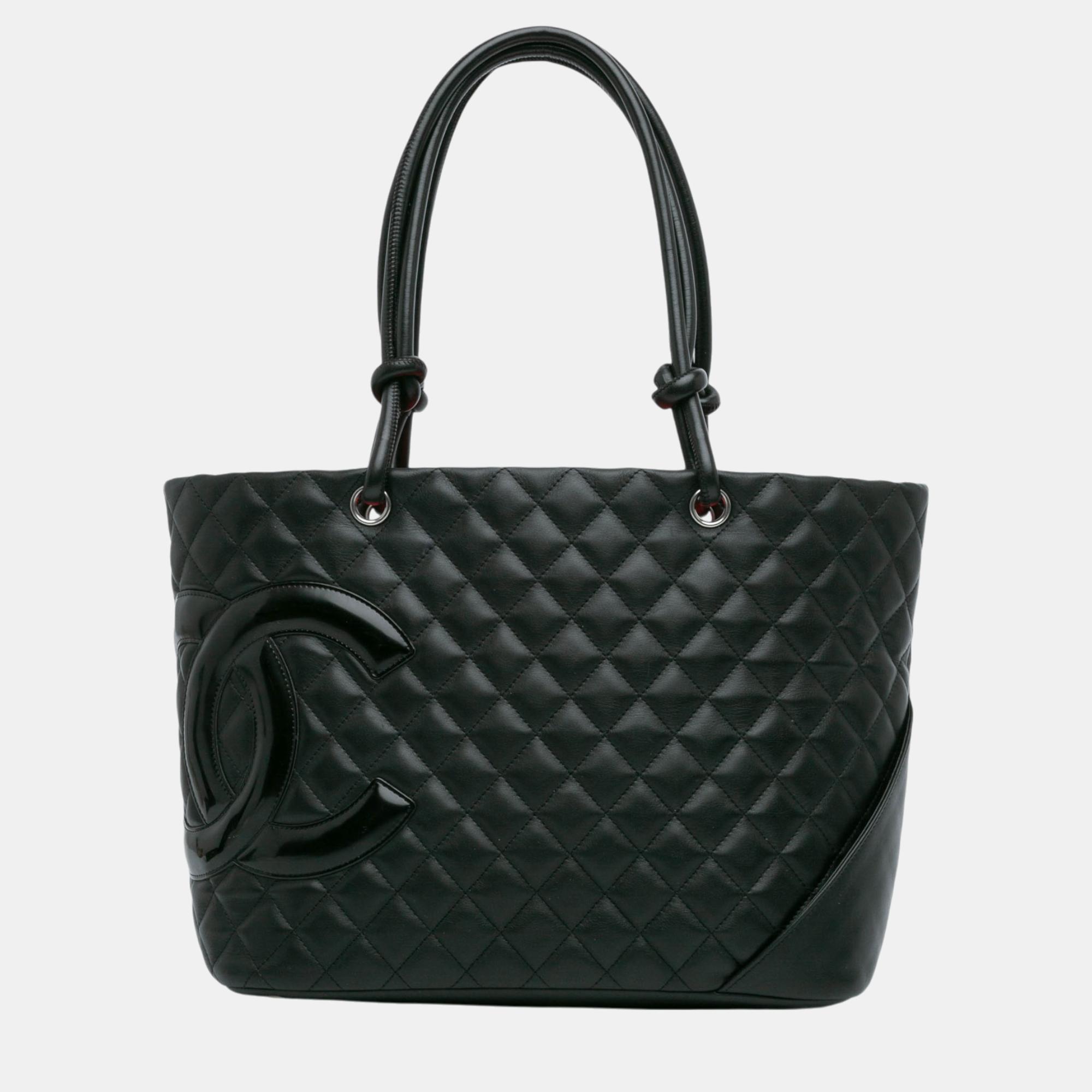 

Chanel Black Large Lambskin Cambon Ligne Tote