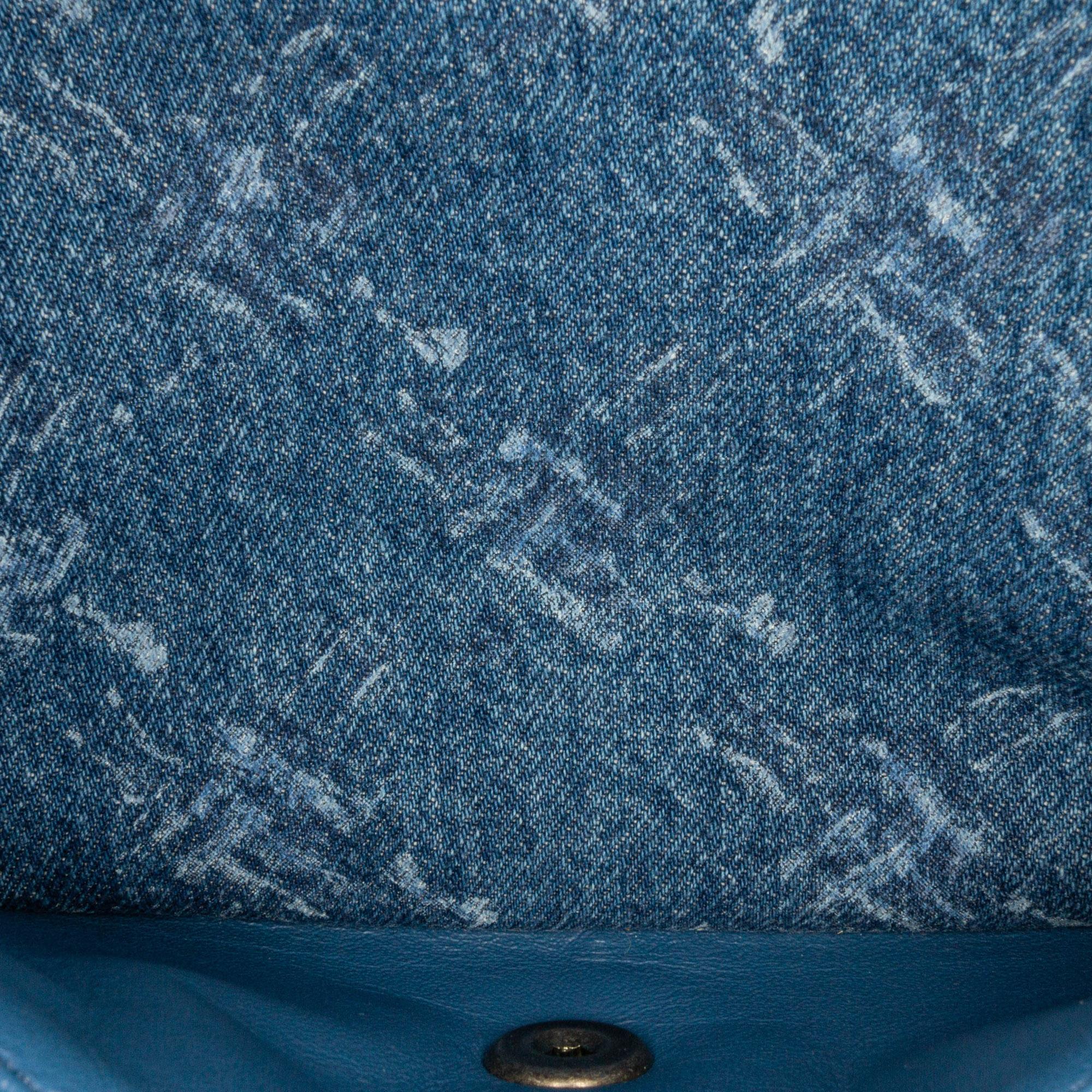 Chanel Blue Medium Classic Printed Denim Double Flap 