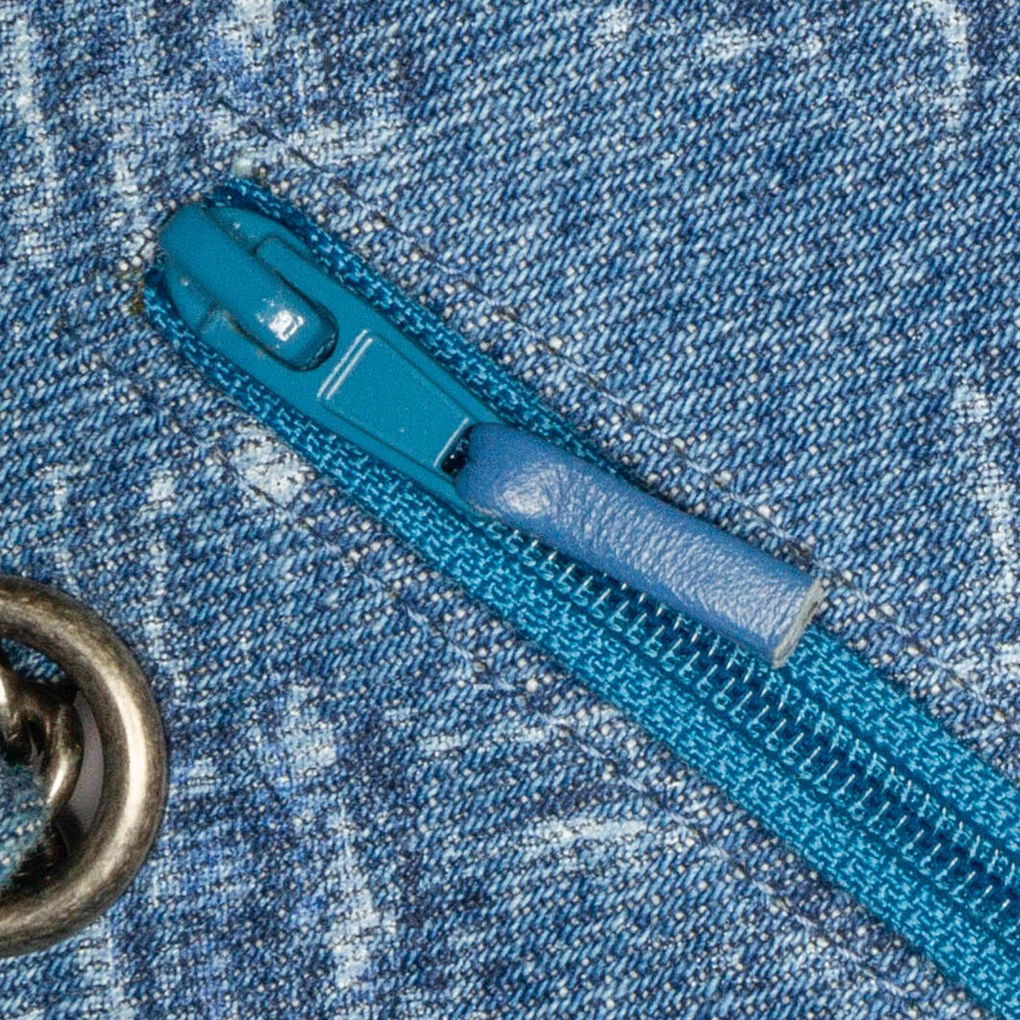 Chanel Blue Medium Classic Printed Denim Double Flap 