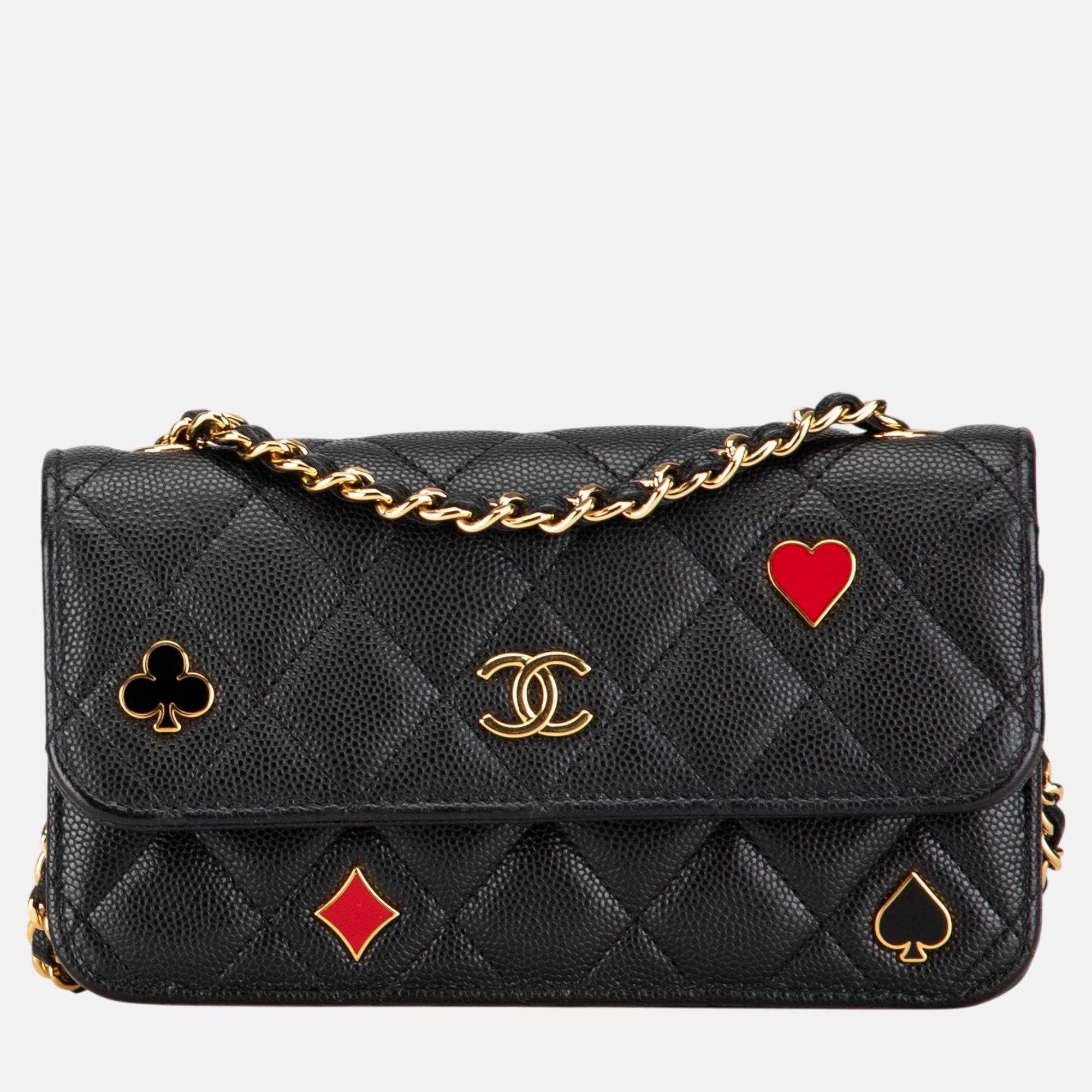 

Chanel Black Quilted Caviar Coco Casino Phone Holder on Chain