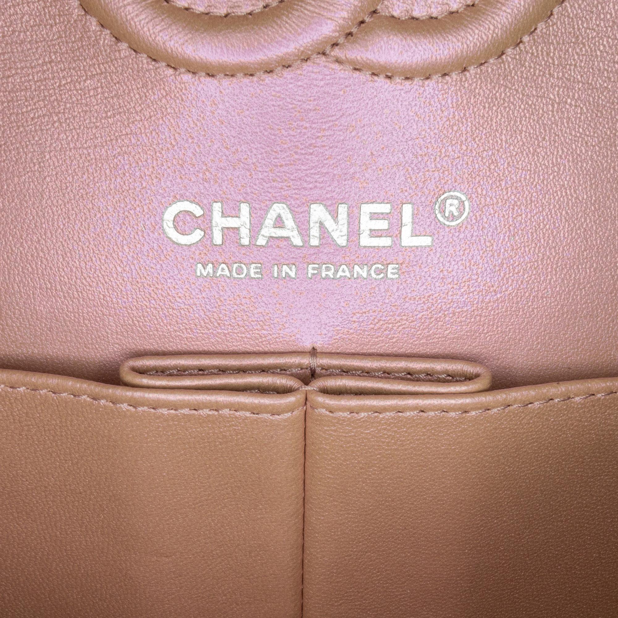 Chanel Pink Small Classic Iridescent Lambskin Double Flap 