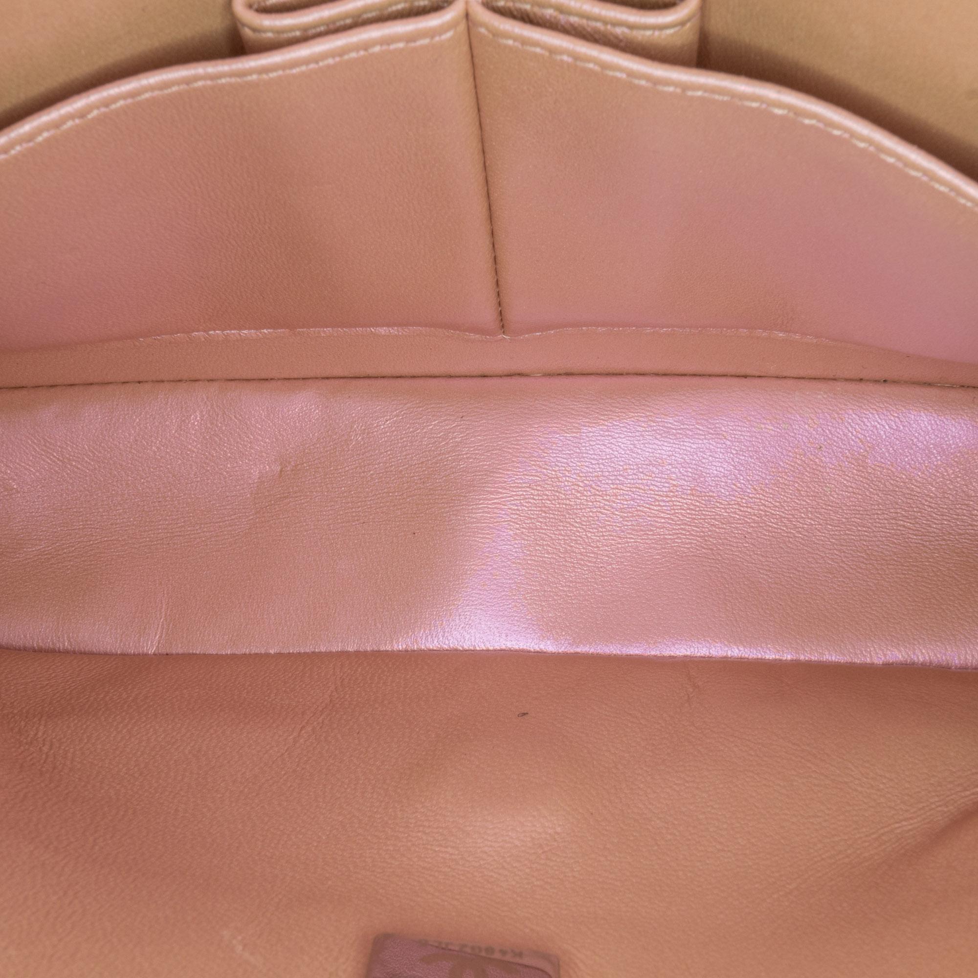 Chanel Pink Small Classic Iridescent Lambskin Double Flap 