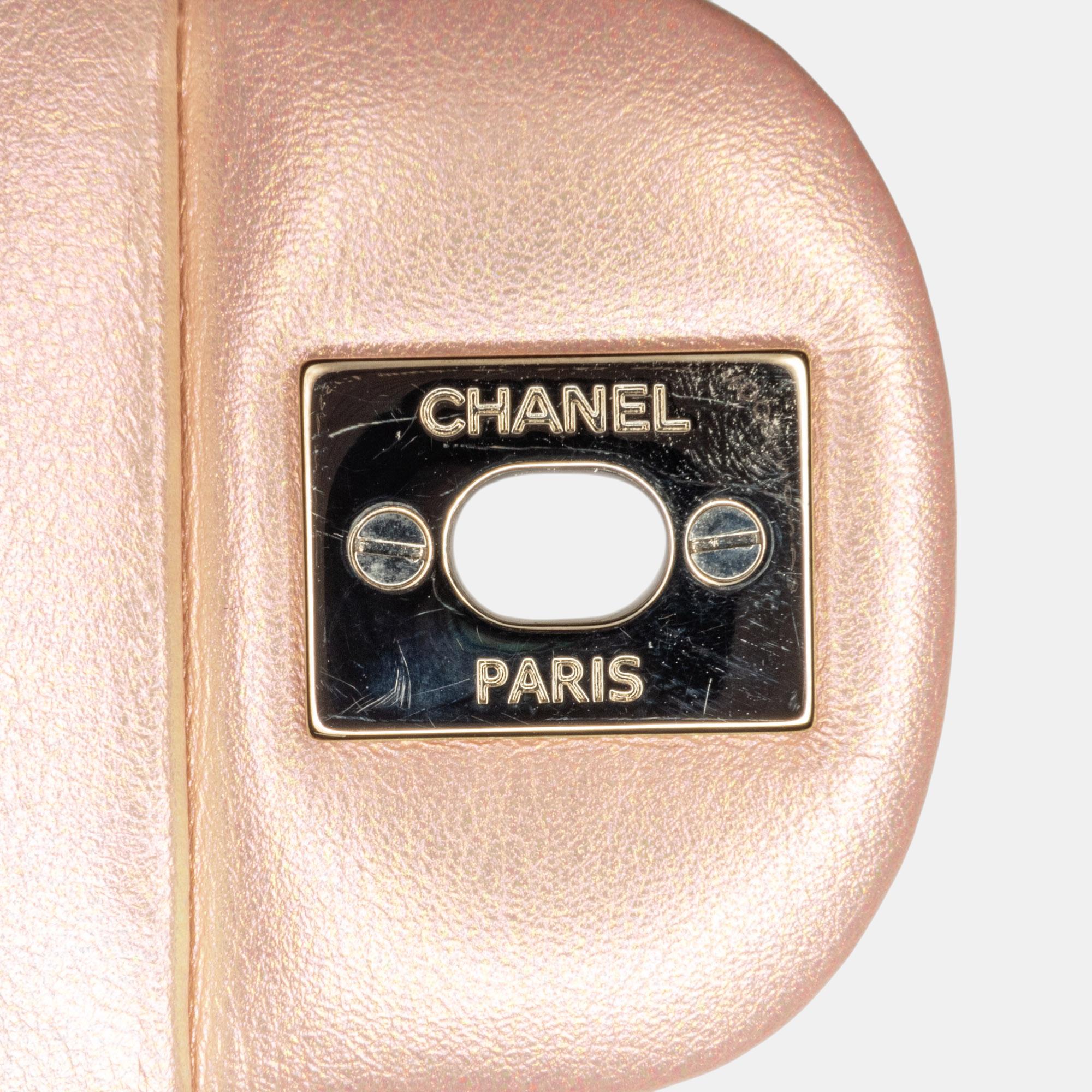 Chanel Pink Small Classic Iridescent Lambskin Double Flap 