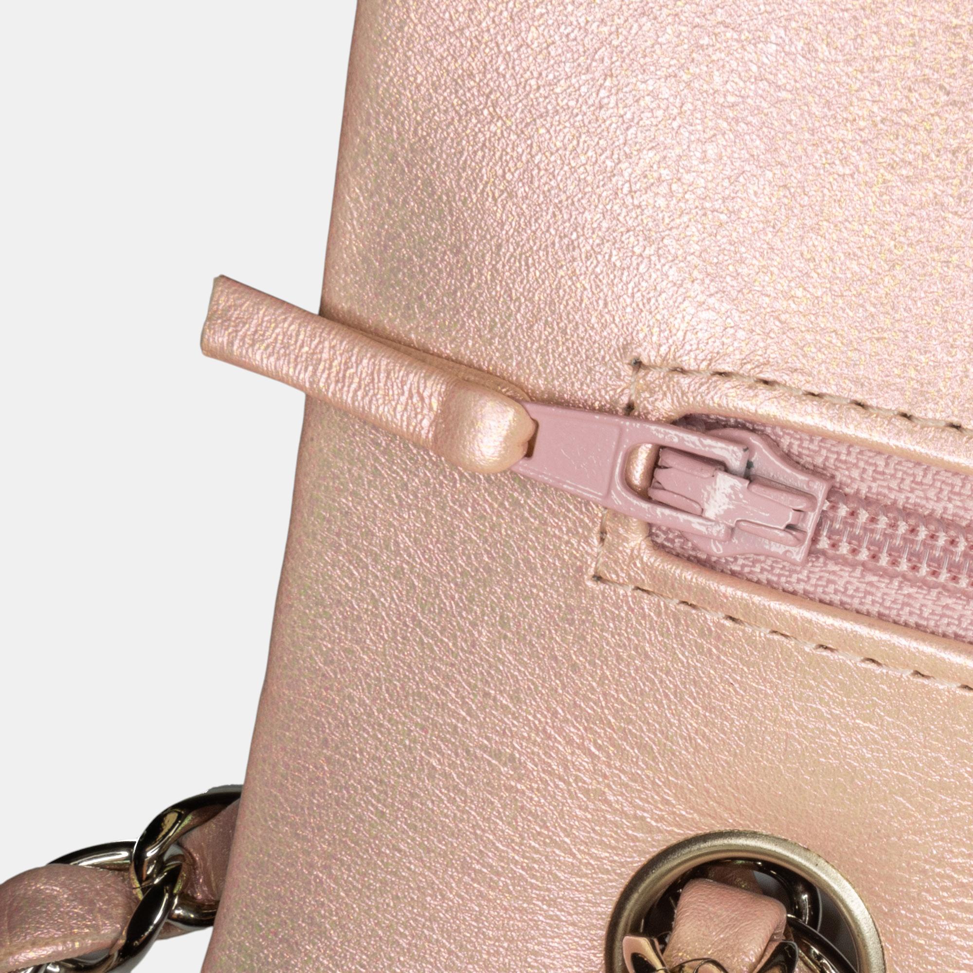 Chanel Pink Small Classic Iridescent Lambskin Double Flap 