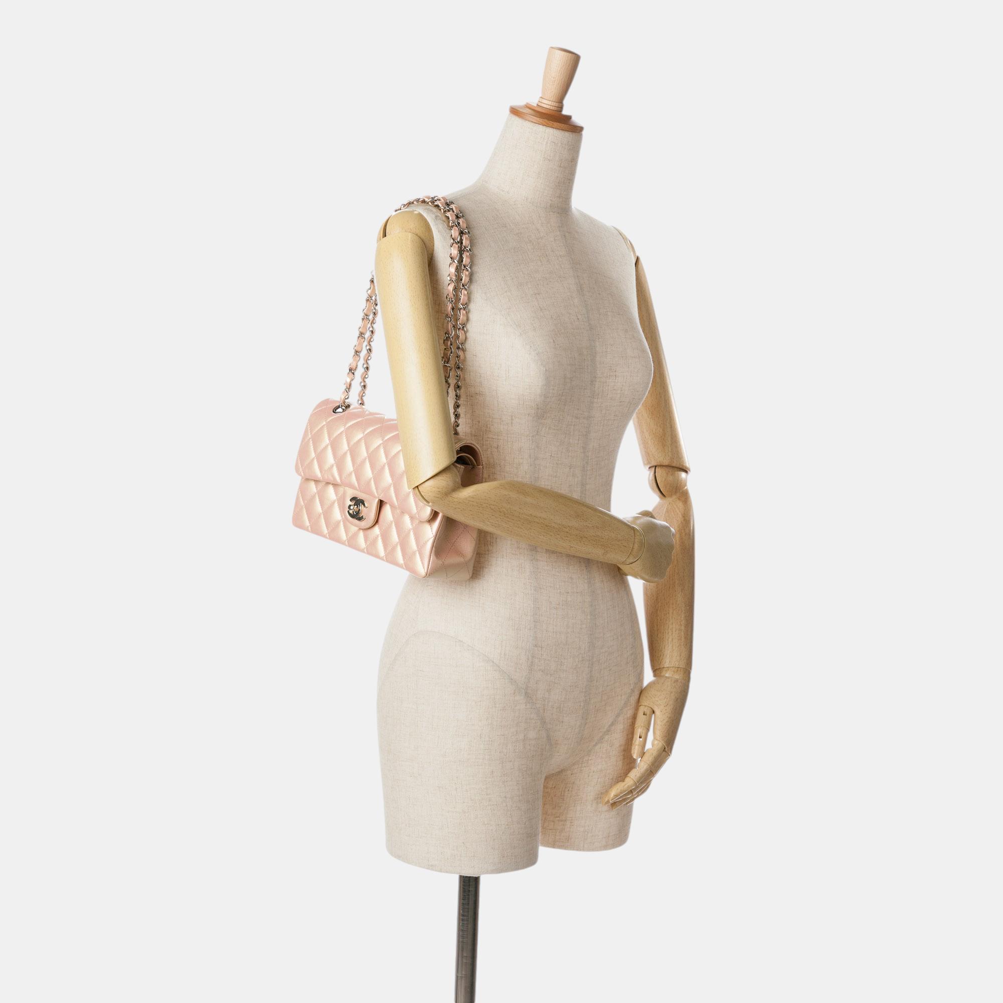 Chanel Pink Small Classic Iridescent Lambskin Double Flap 