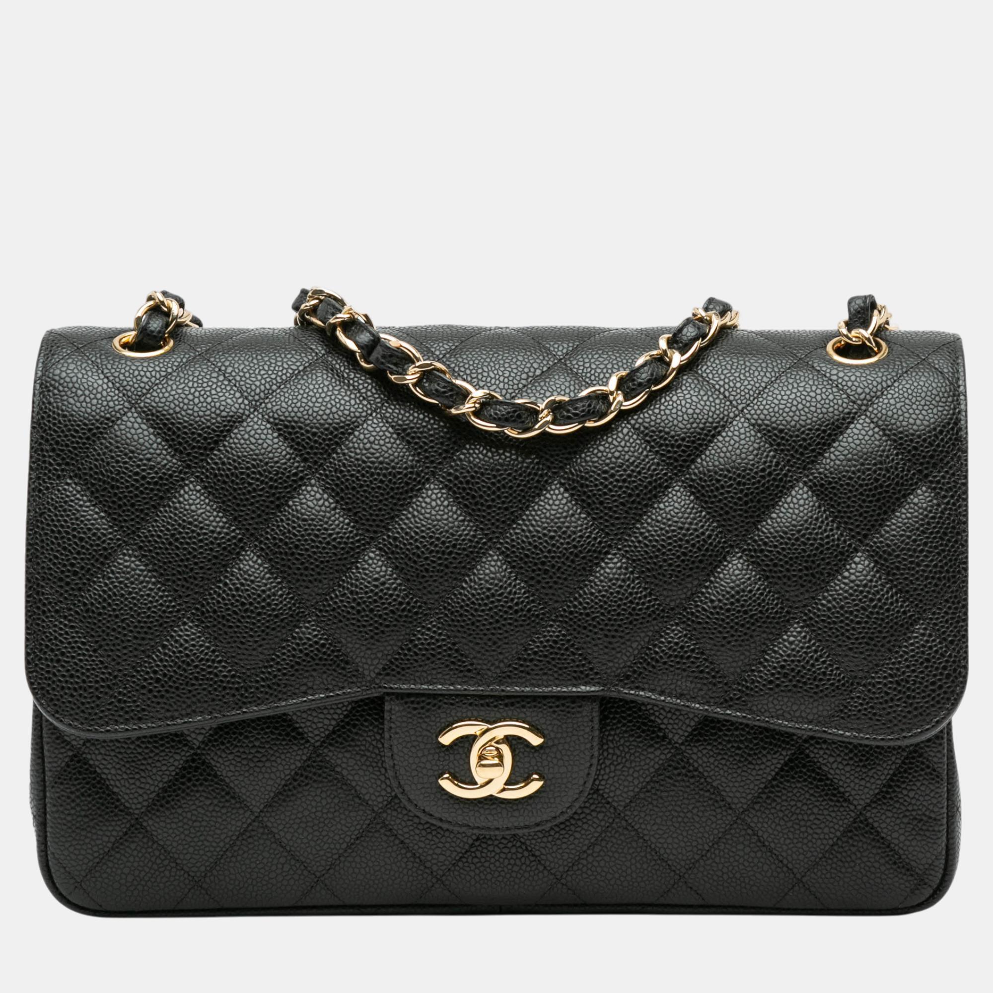 

Chanel Black Jumbo Classic Caviar Double Flap