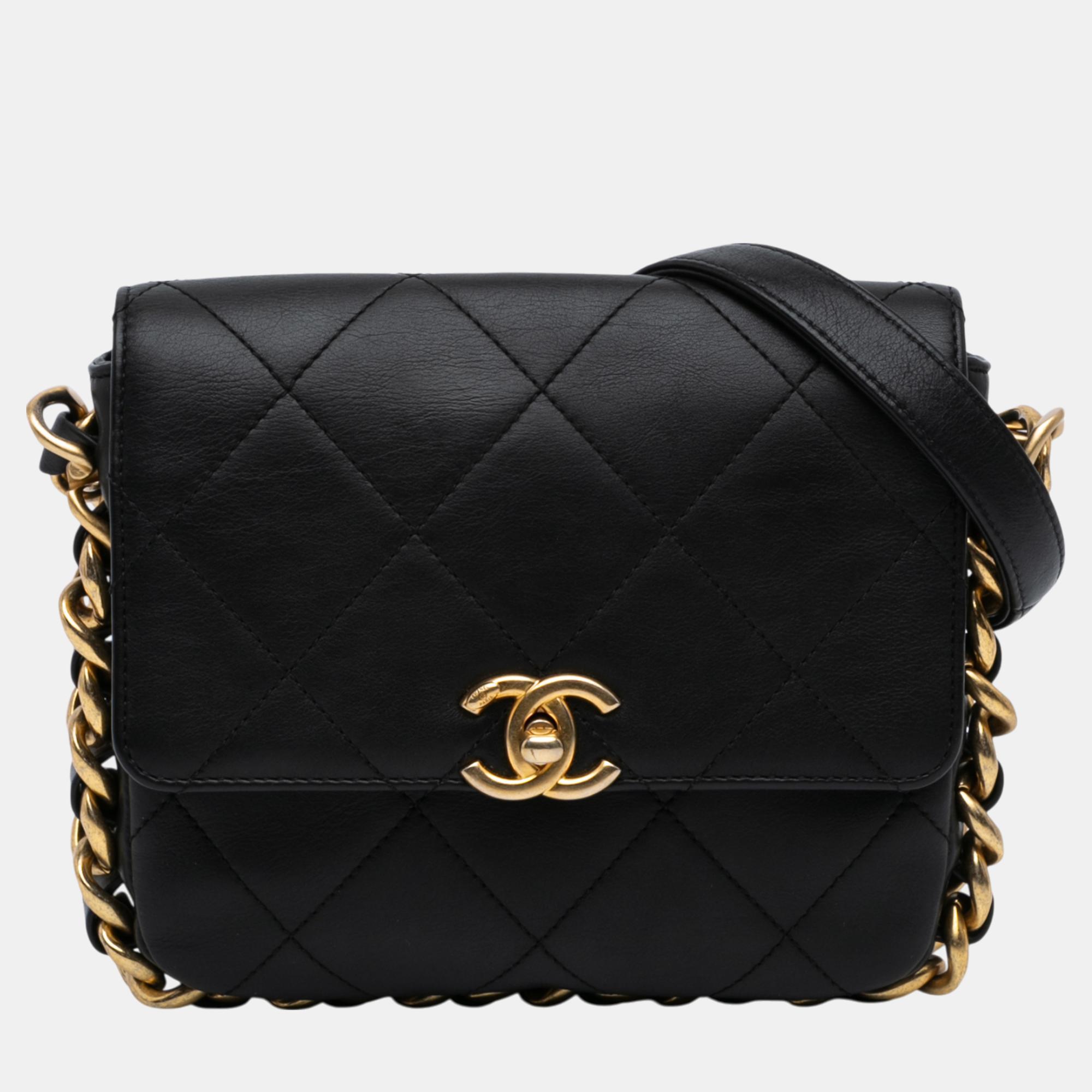 

Chanel Black Small Quilted Calfskin Framing Chain Flap