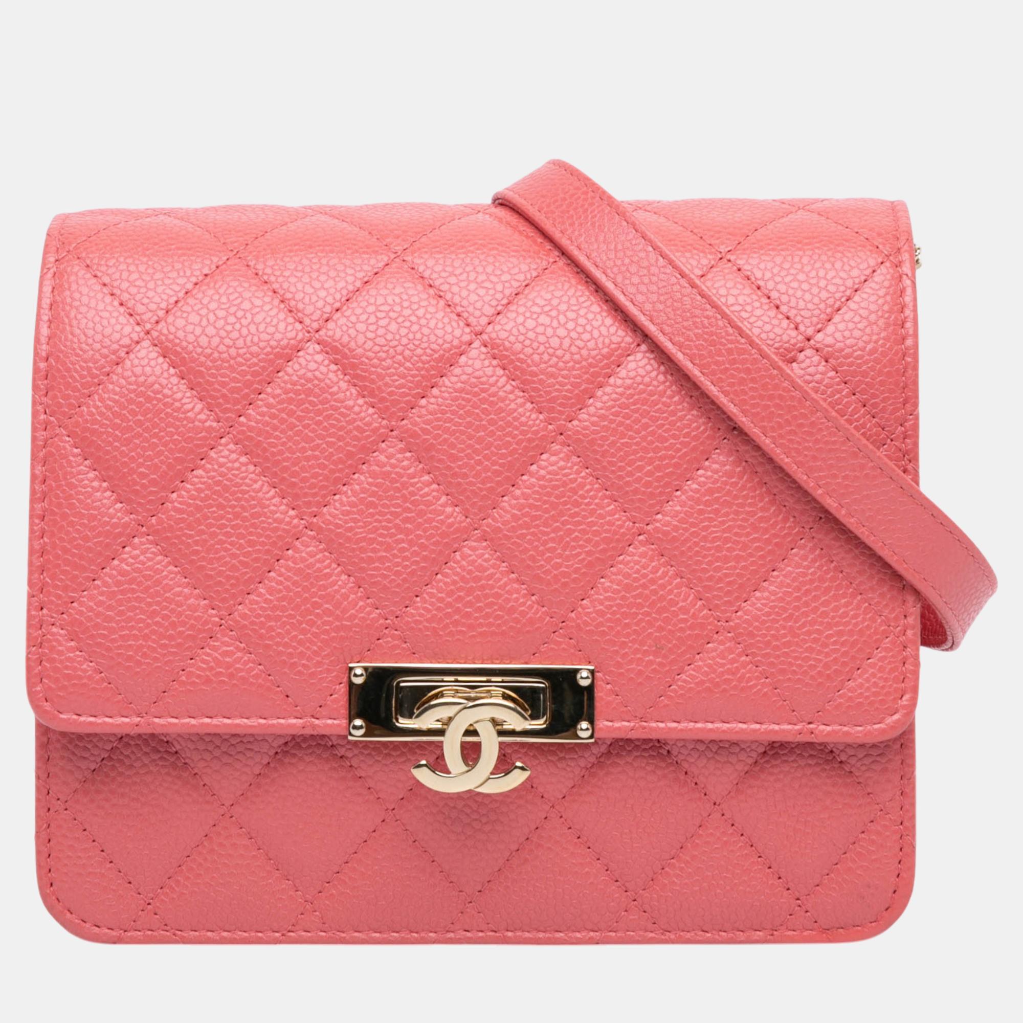 

Chanel Pink Caviar Golden Class Wallet On Chain