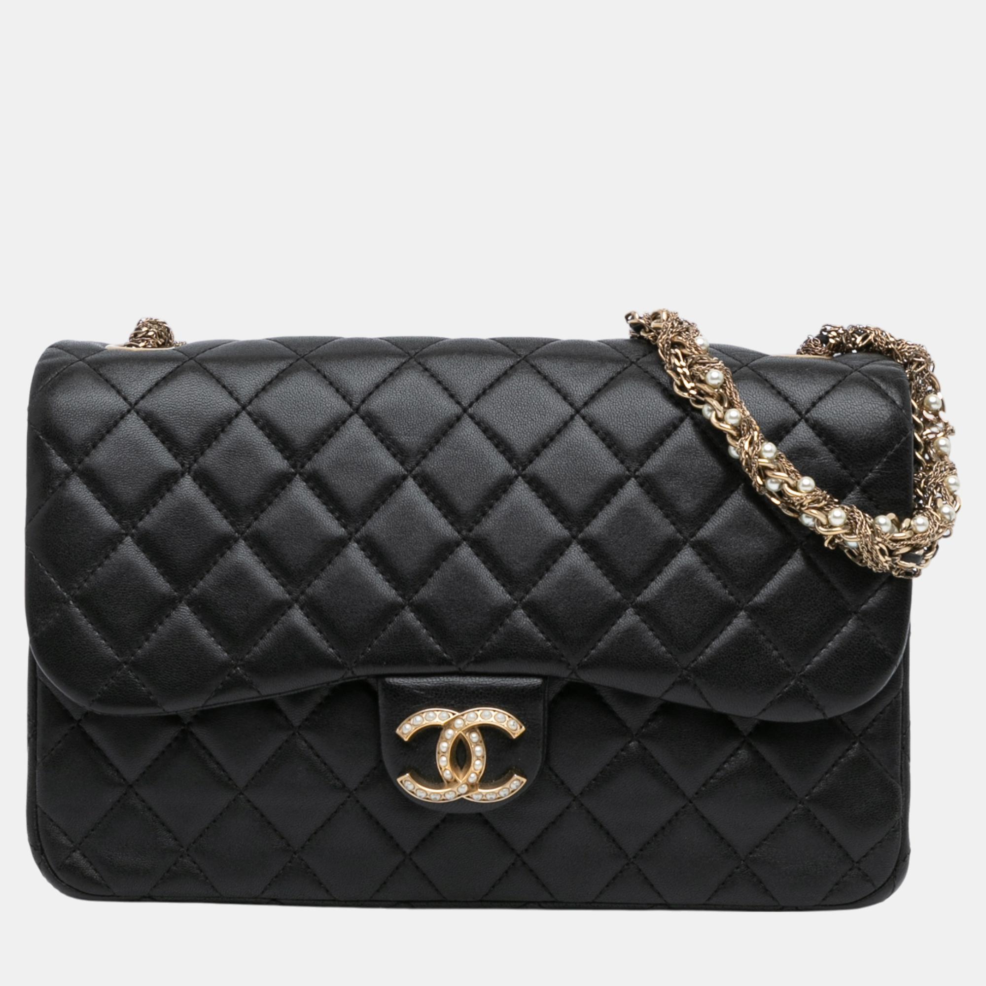 

Chanel Black CC Quilted Lambskin Westminster Pearl Flap