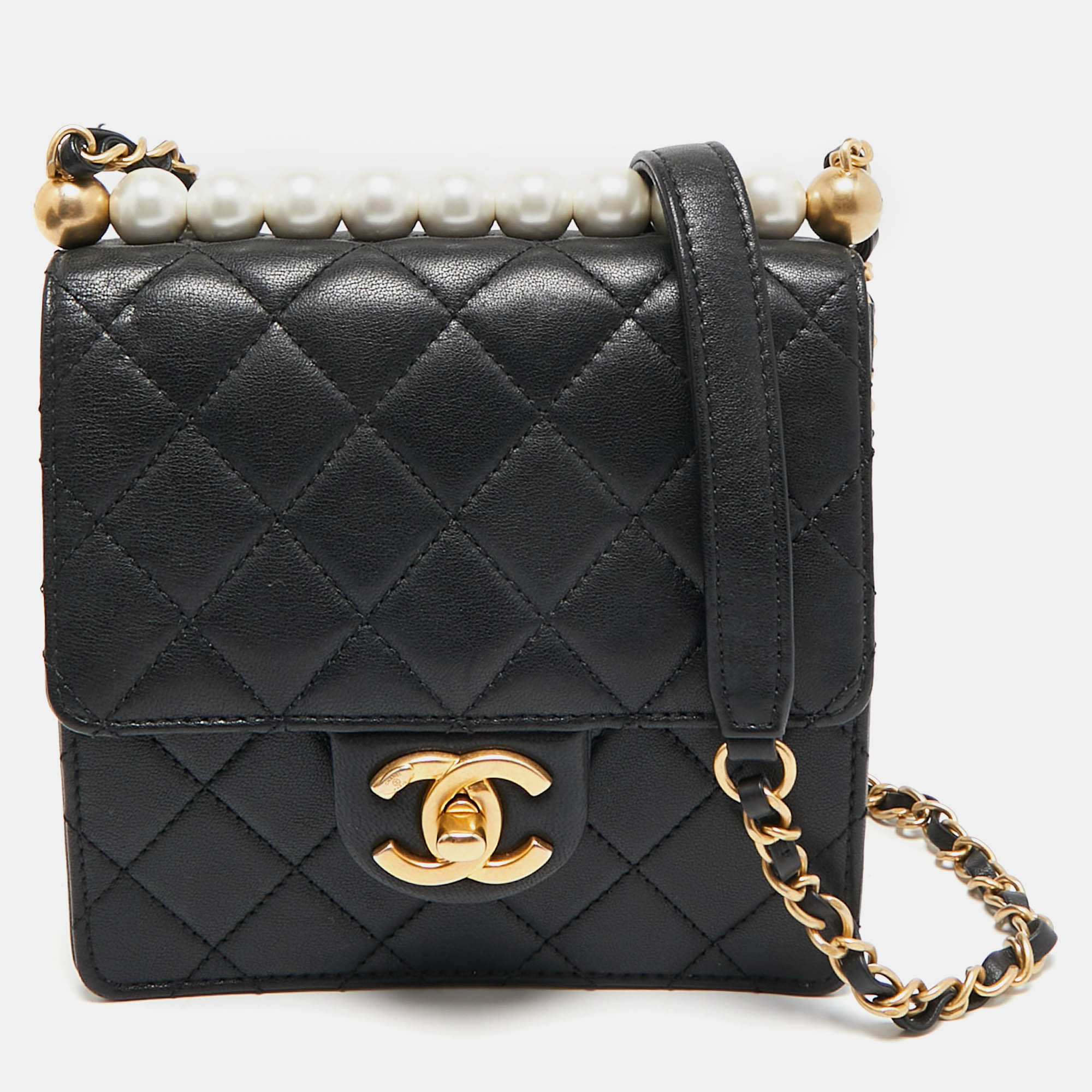 

Chanel Black Quilted Leather Chic Pearl Crossbody Bag