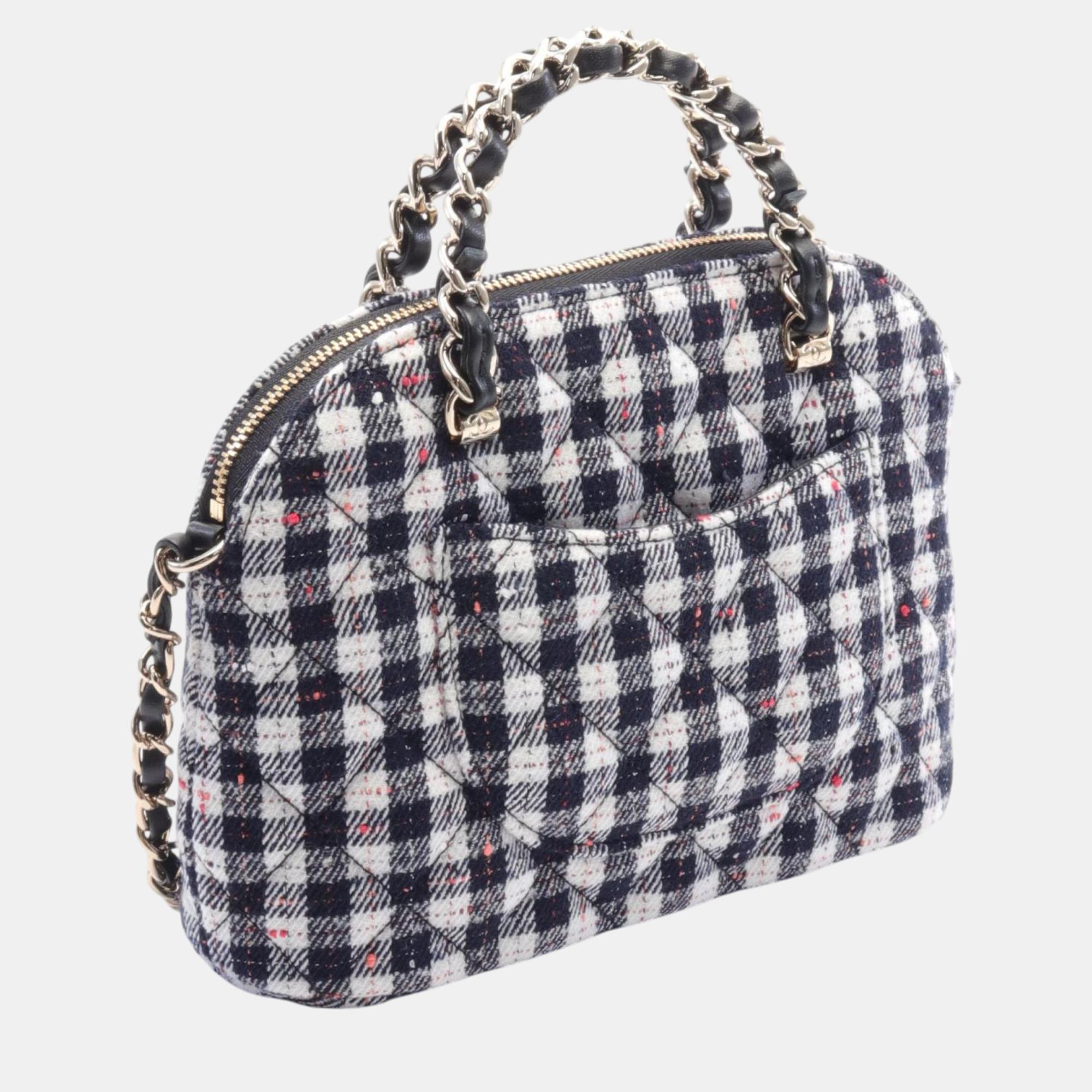 Chanel Black Canvas Fabric Small Shopping Shoulder Bag 