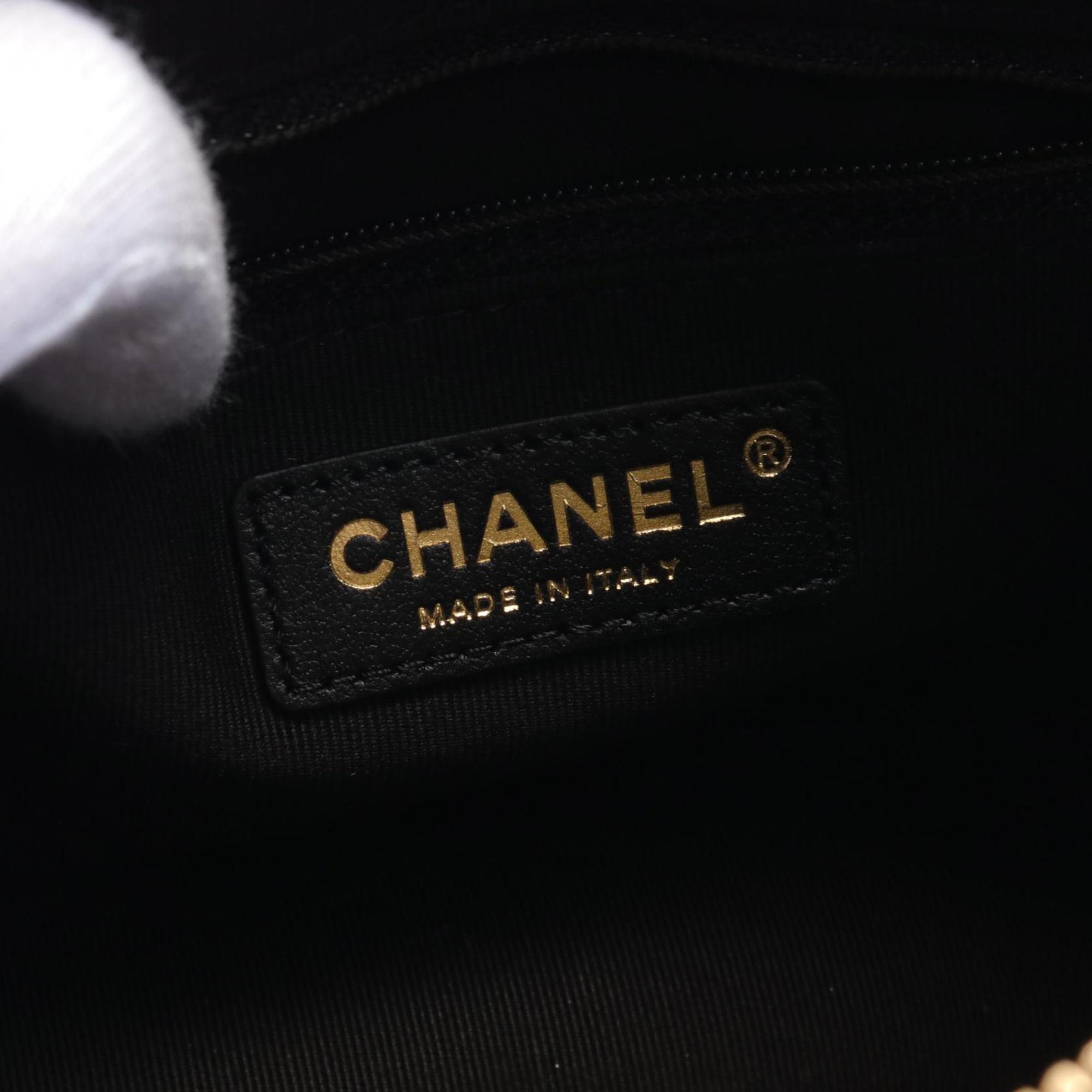 Chanel Black Canvas Fabric Small Shopping Shoulder Bag 
