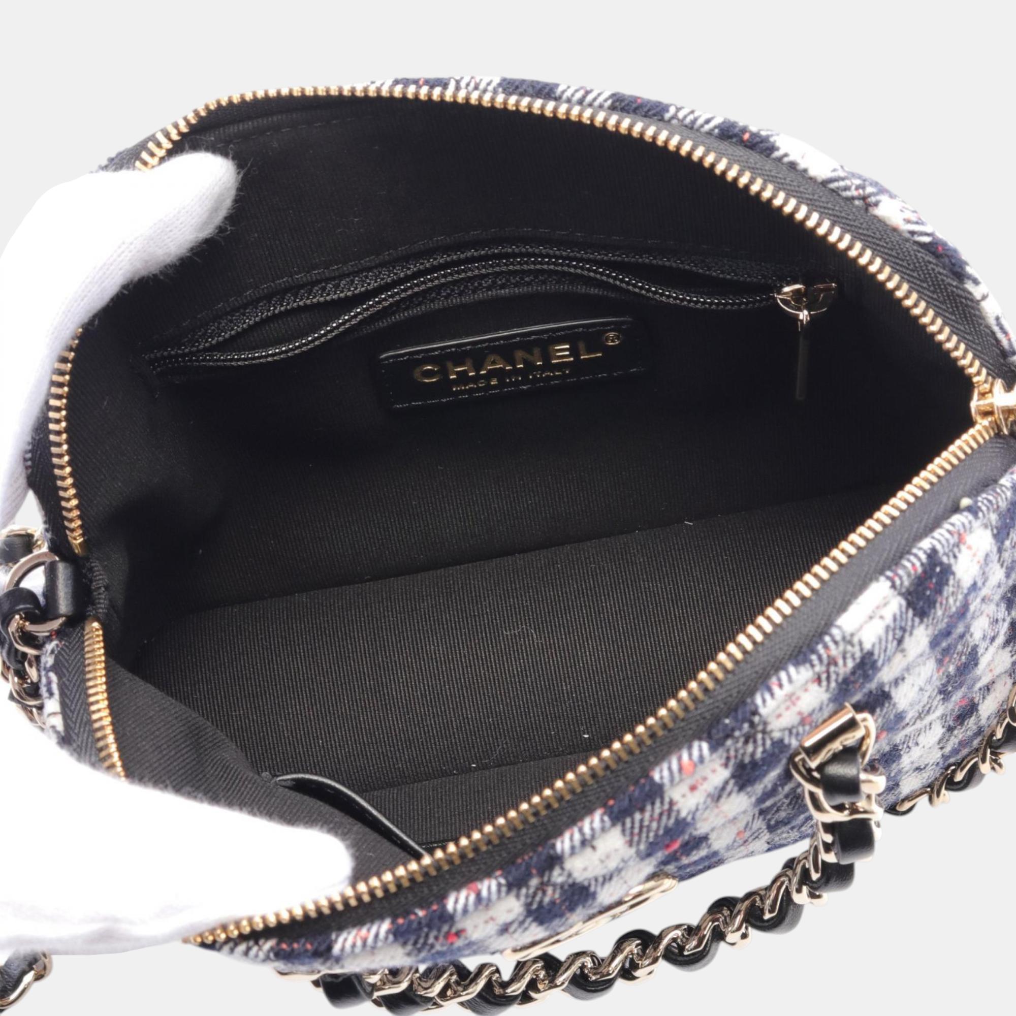 Chanel Black Canvas Fabric Small Shopping Shoulder Bag 
