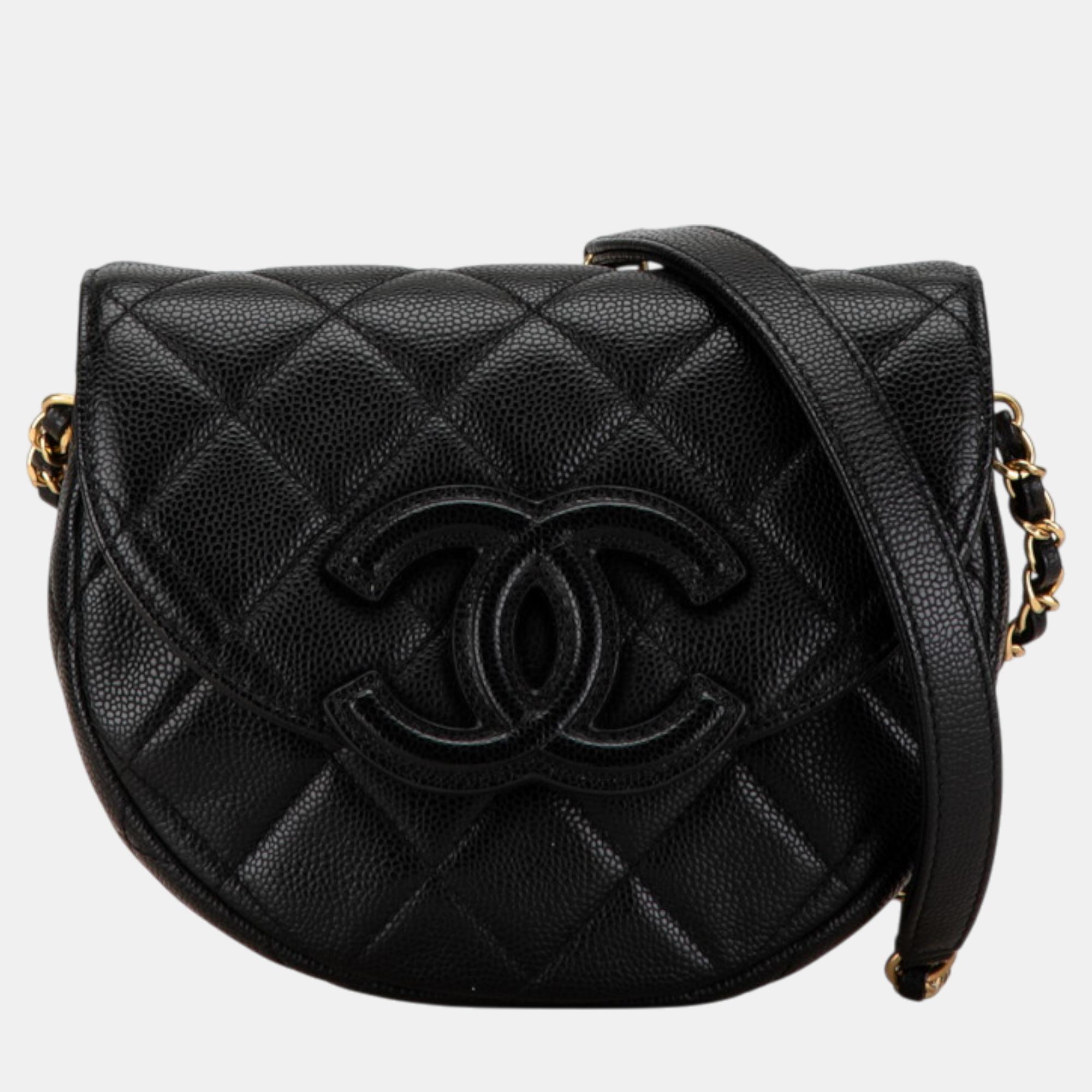 

Chanel Black Leather Matelasse Caviar Chain Shoulder Bag