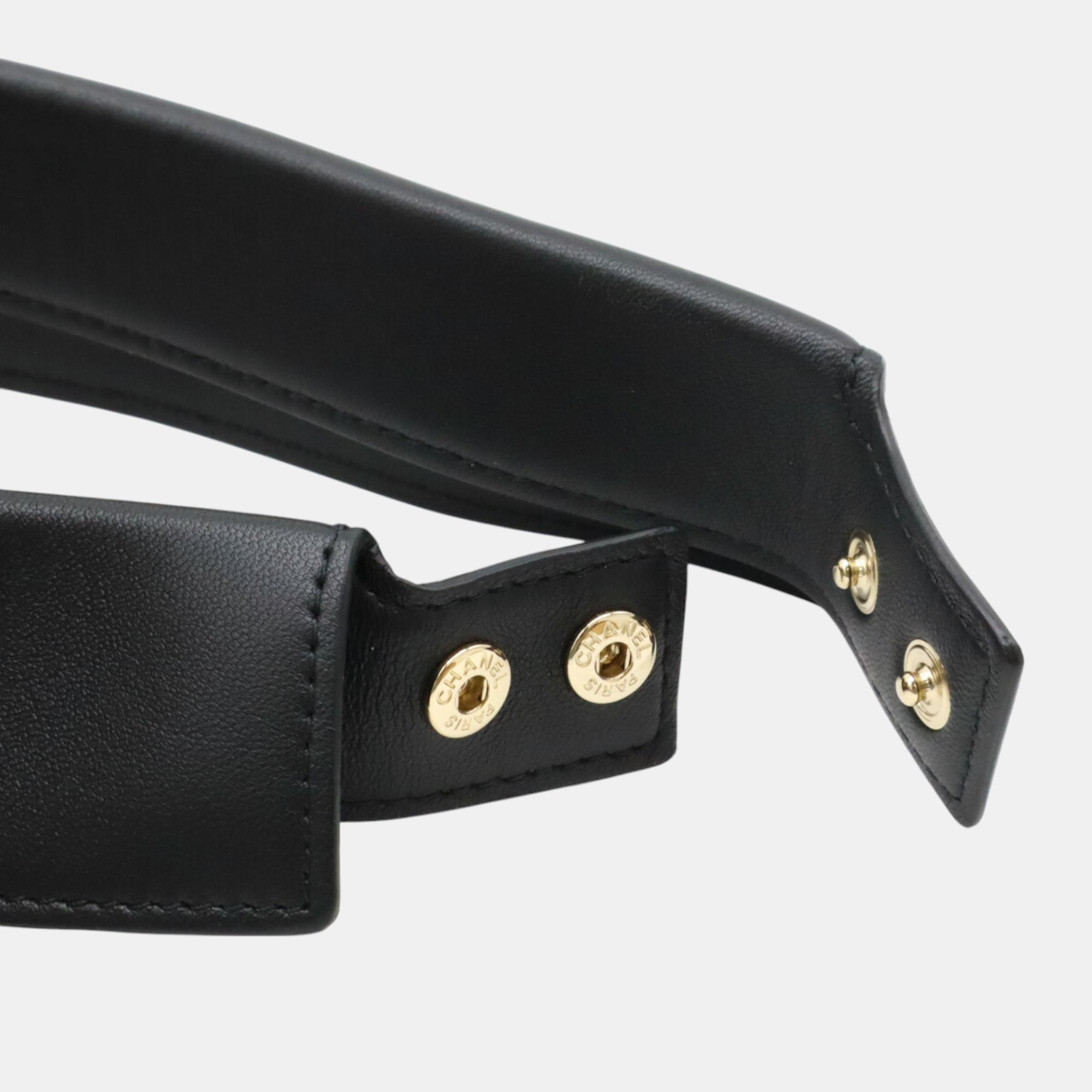 Chanel Black Leather Mini Matelasse Pouch 