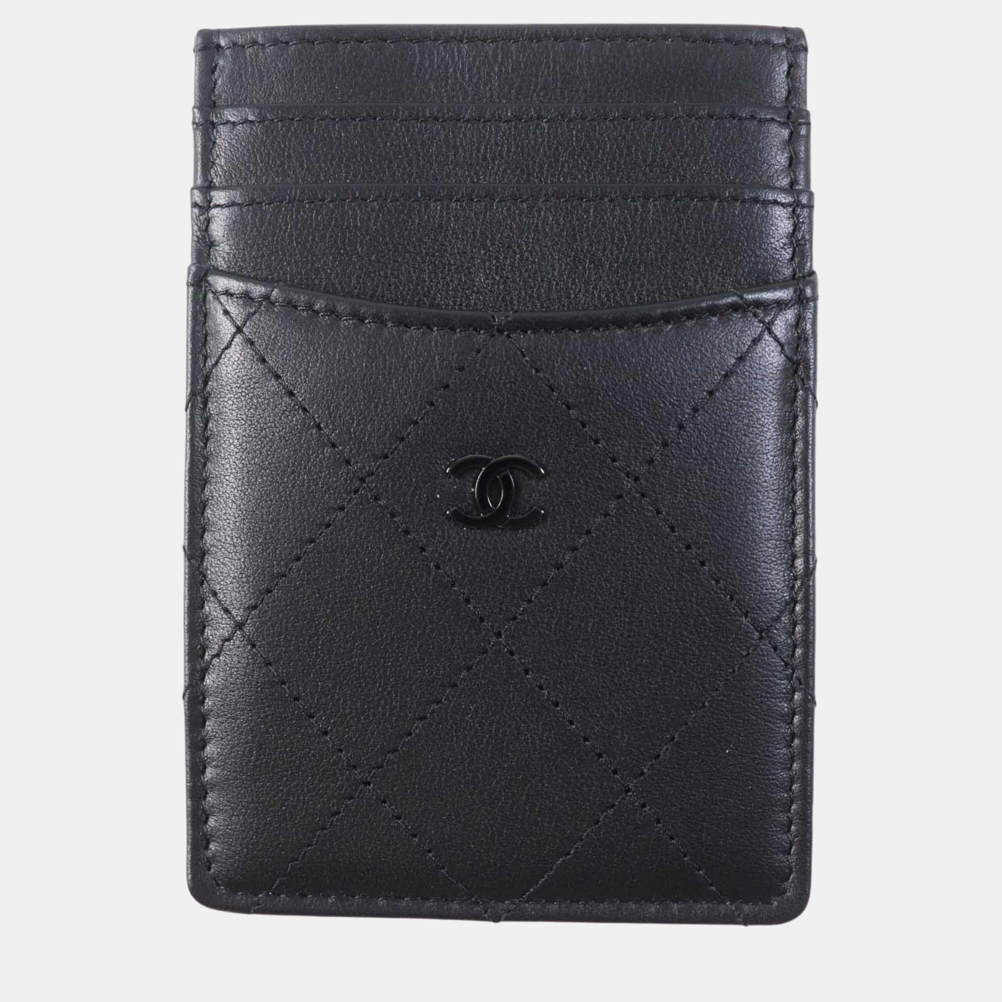 

Chanel Black Lamb Leather Coco Mark Card Case