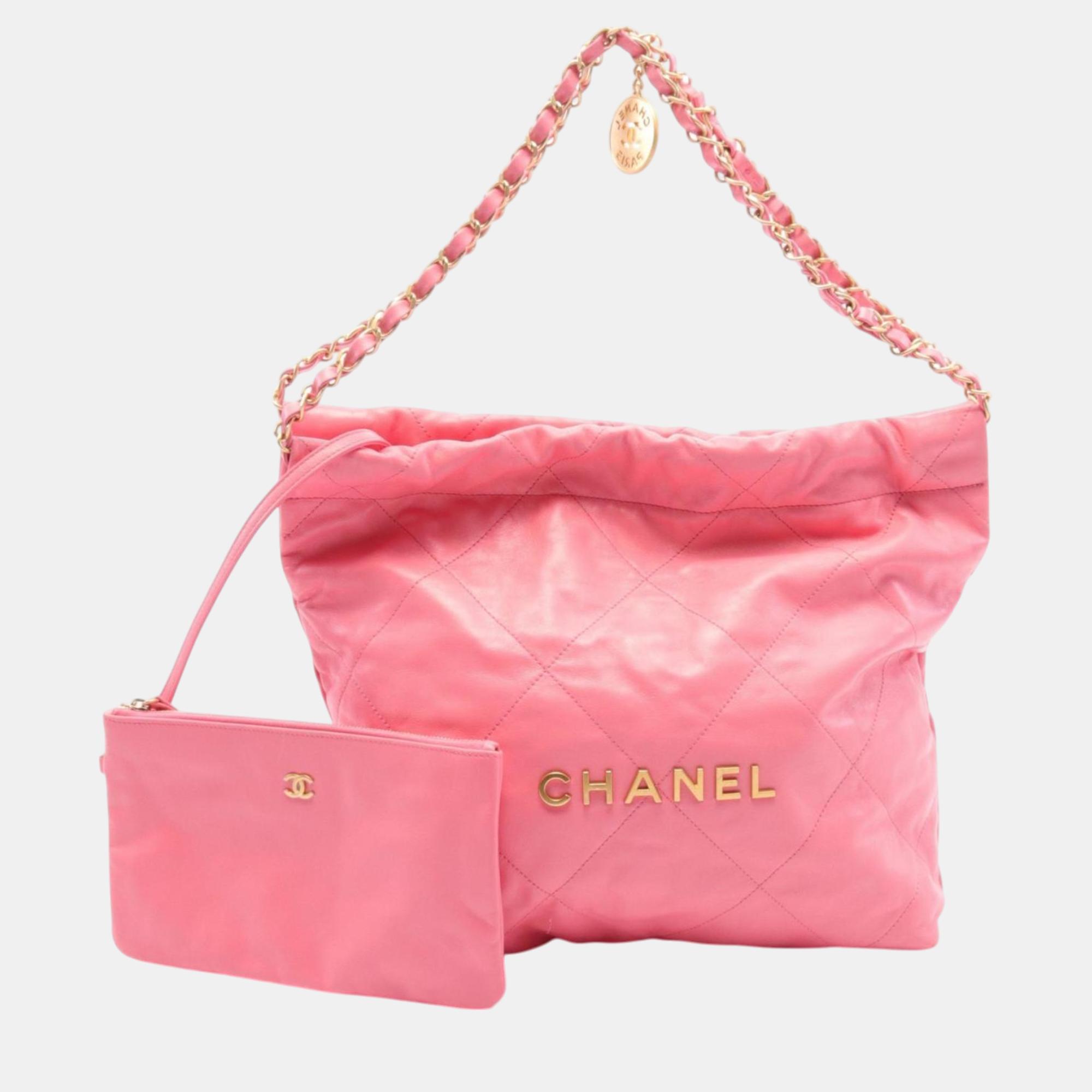 

Chanel Leather Pink 22 Tote Bag