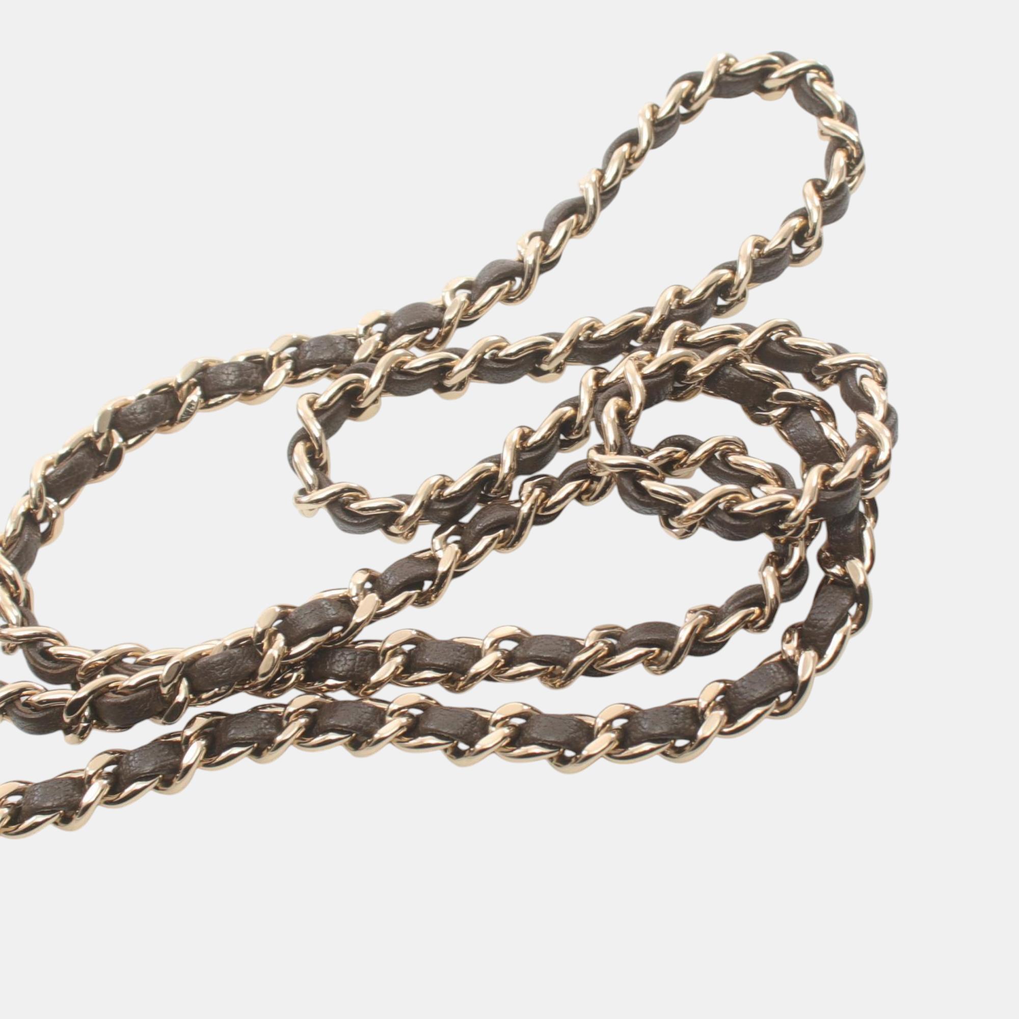Chanel Fabric Brown Multicolor Matelasse Shoulder Bag 