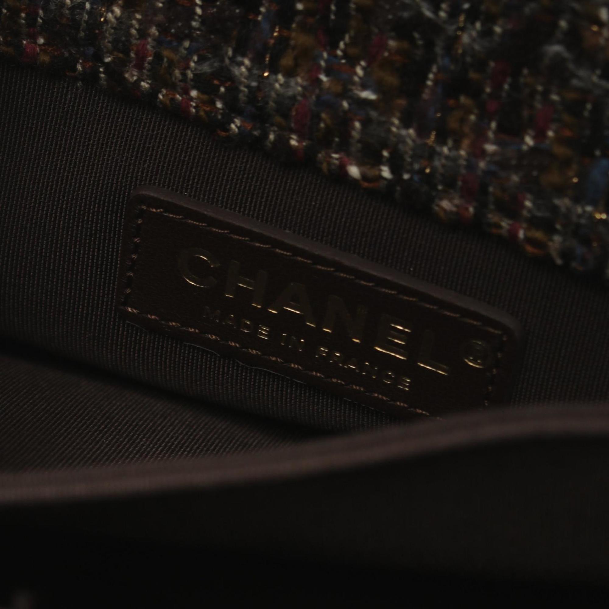 Chanel Fabric Brown Multicolor Matelasse Shoulder Bag 
