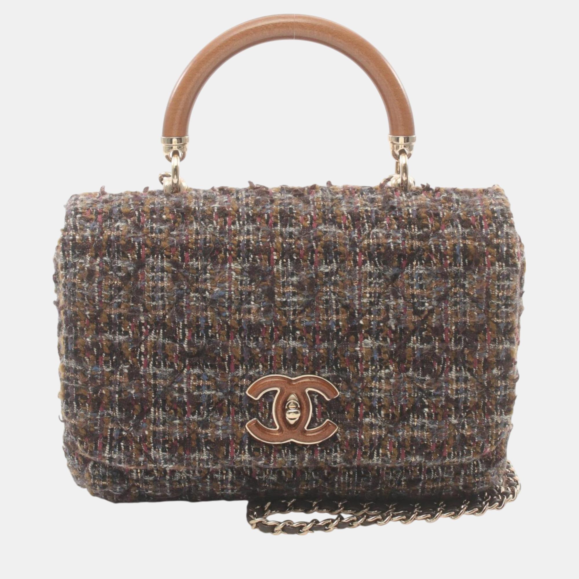

Chanel Fabric Brown Multicolor Matelasse Shoulder Bag