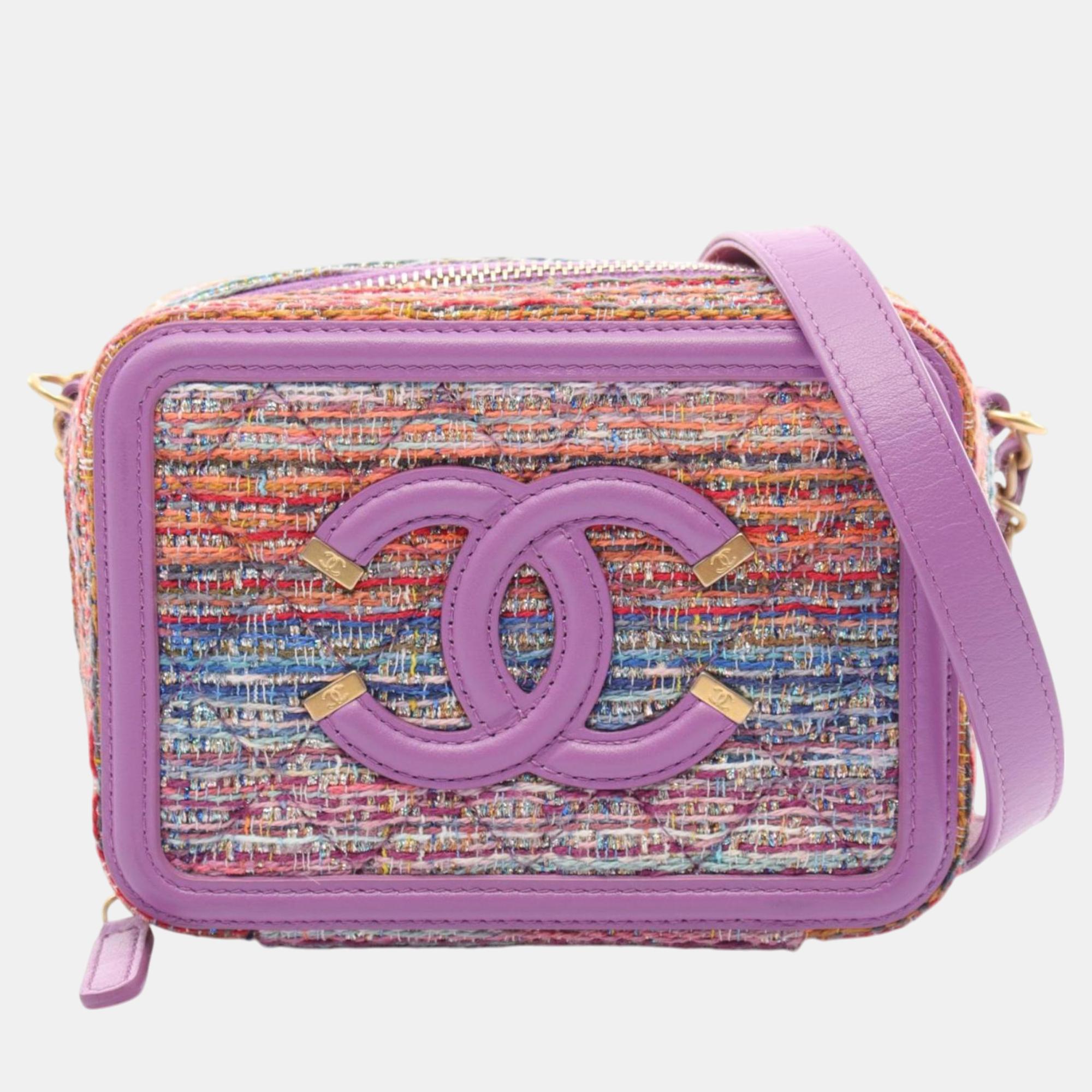 

Chanel Fabric Leather Purple Multicolor Cc Filigree Vanity Shoulder Bag