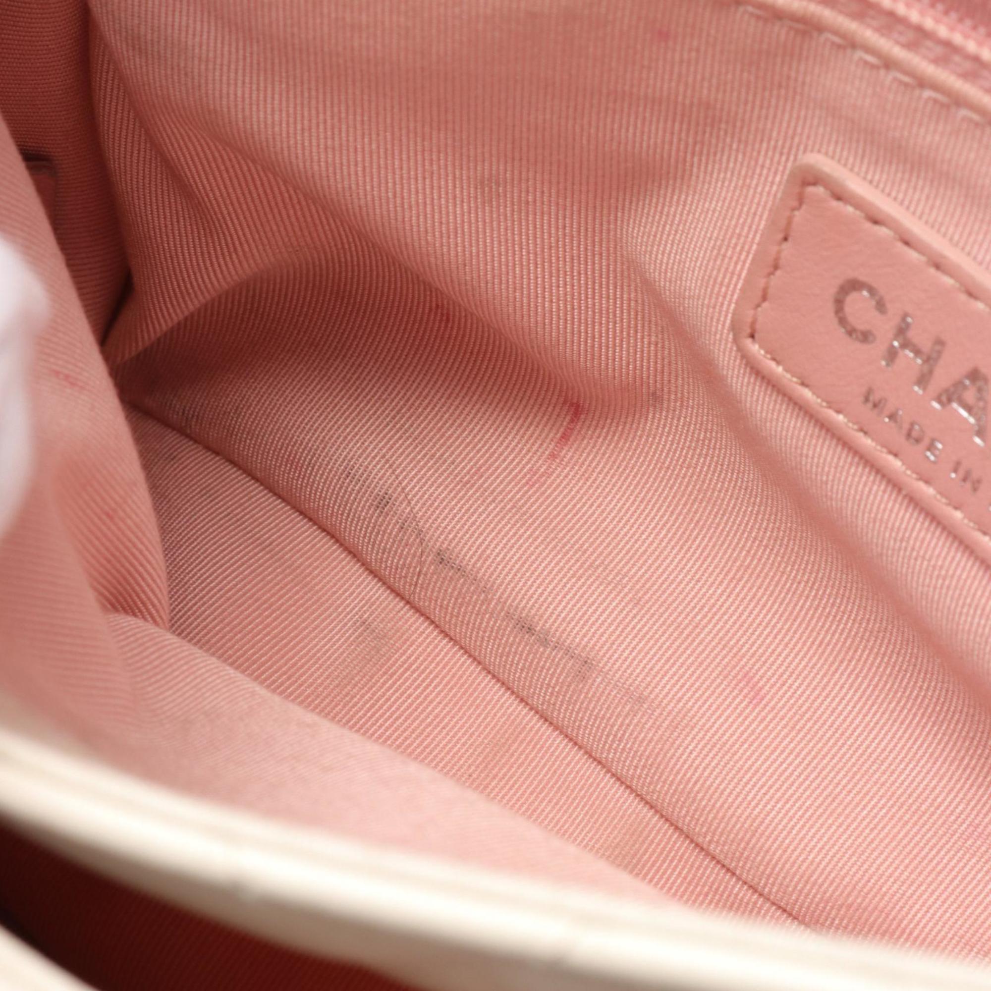 Chanel Leather Fabric White Pink Multicolor Matelasse Shoulder Bag 