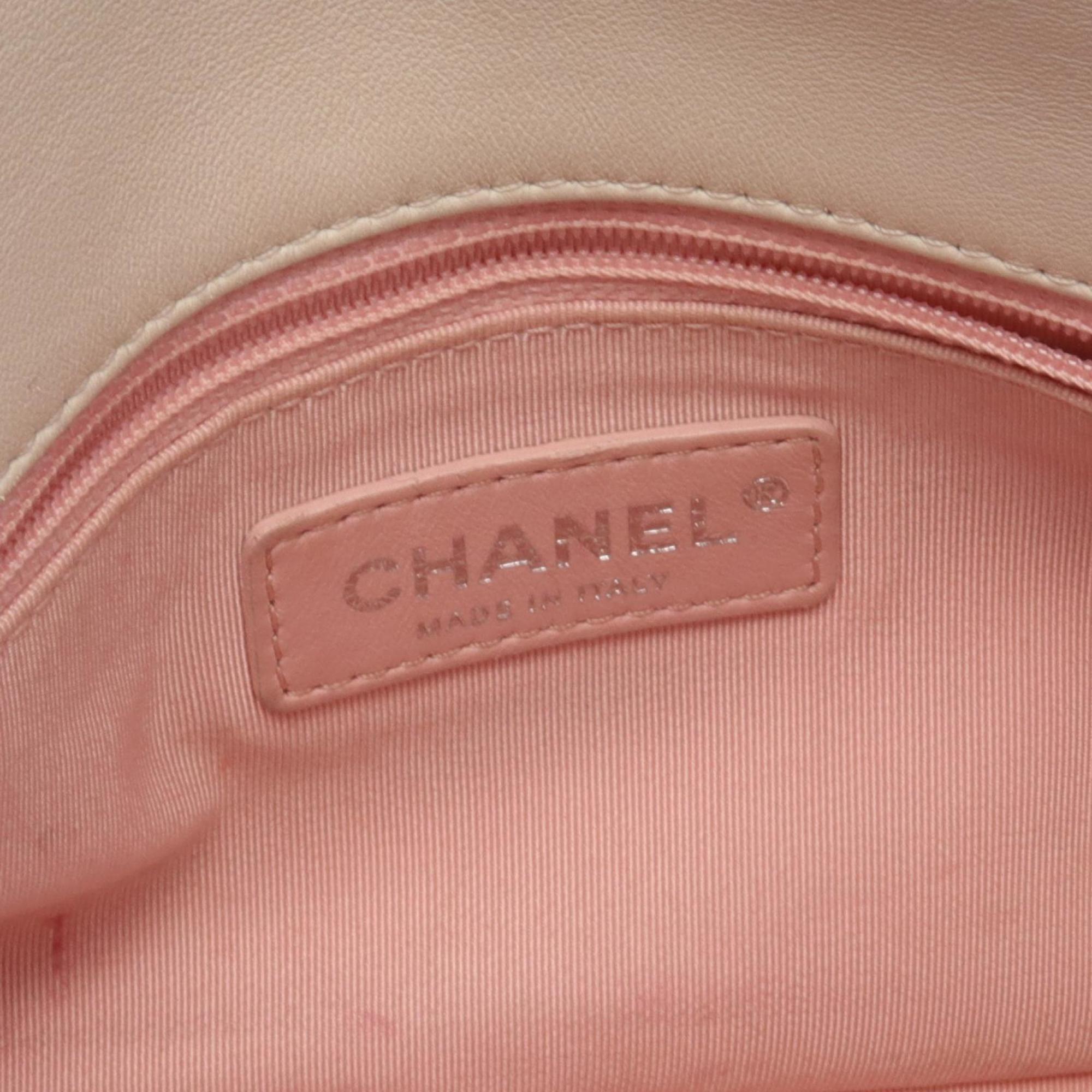 Chanel Leather Fabric White Pink Multicolor Matelasse Shoulder Bag 