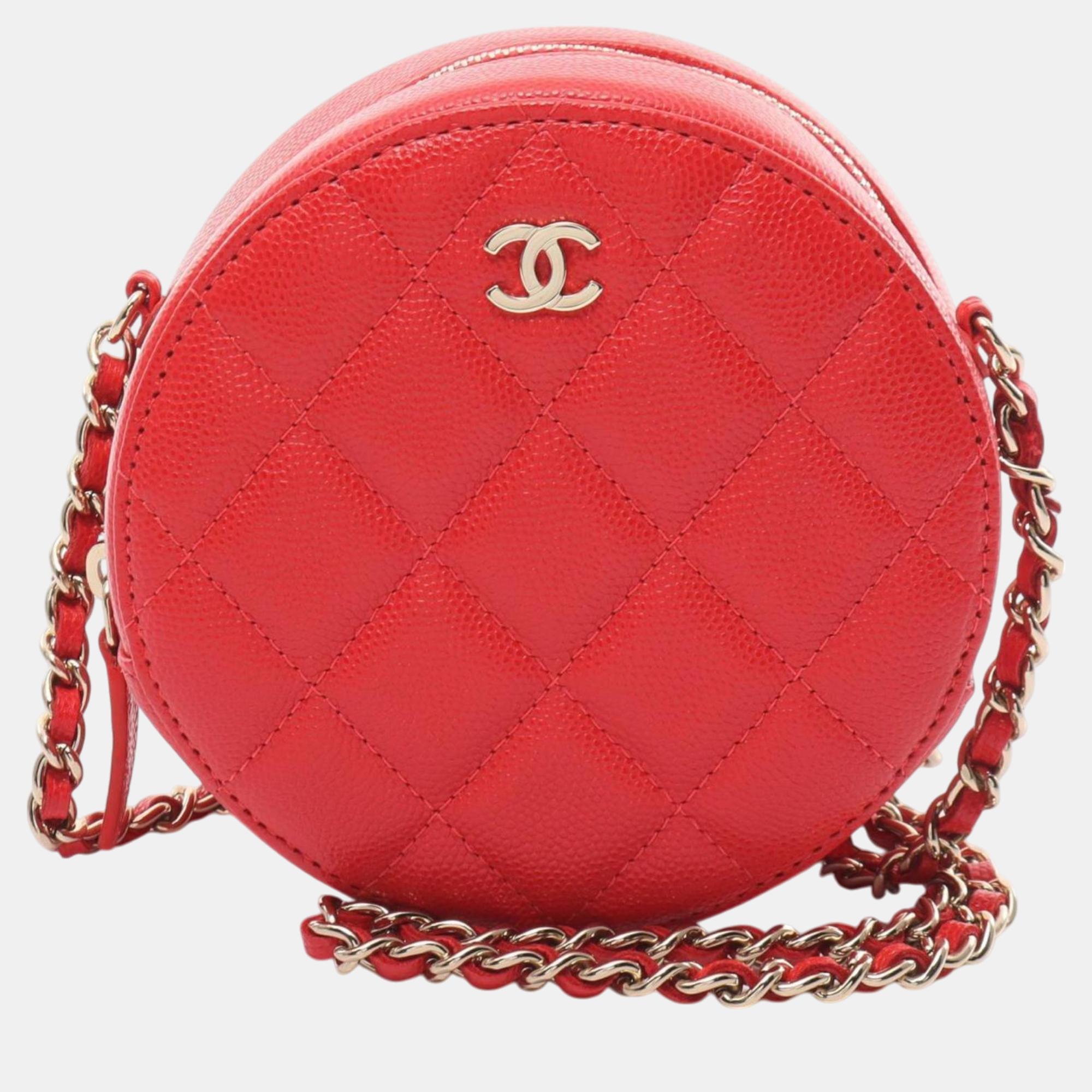 

Chanel Caviar Skin Red Matelasse Classic Shoulder Bag