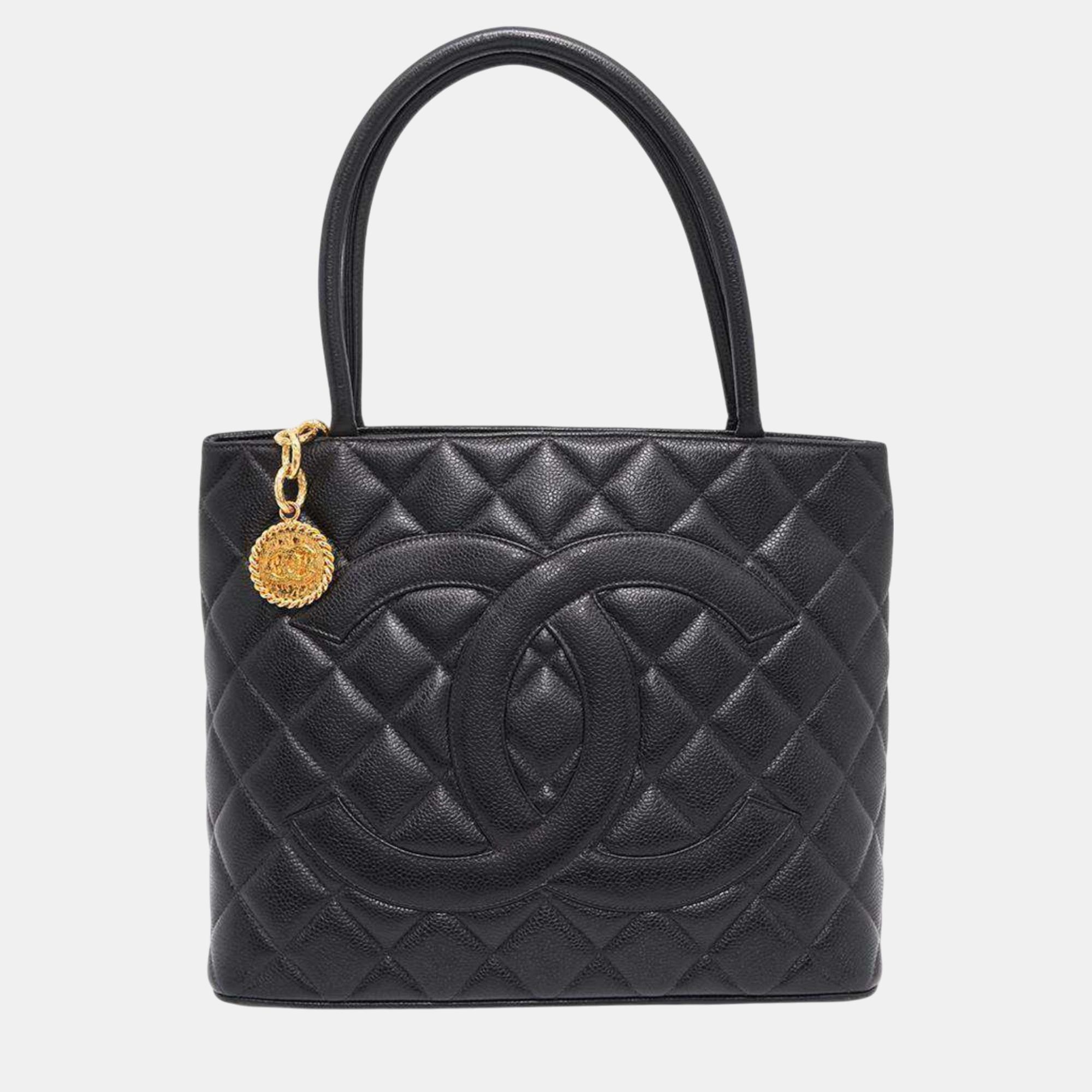 

Chanel Caviar Skin Black Reproduction Matelasse Coco Mark Tote Bag