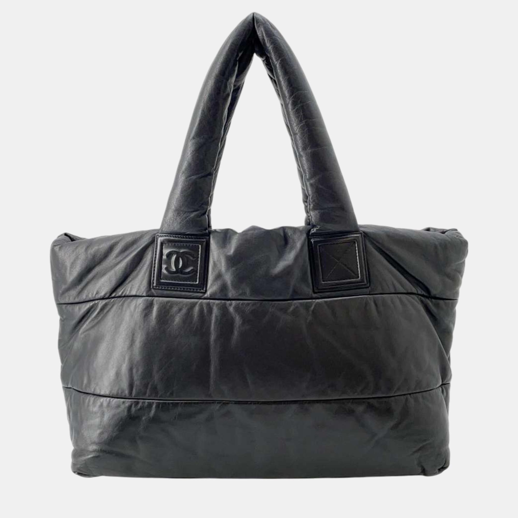 

Chanel Black Leather Coco Cocoon Tote Bag Size Mm