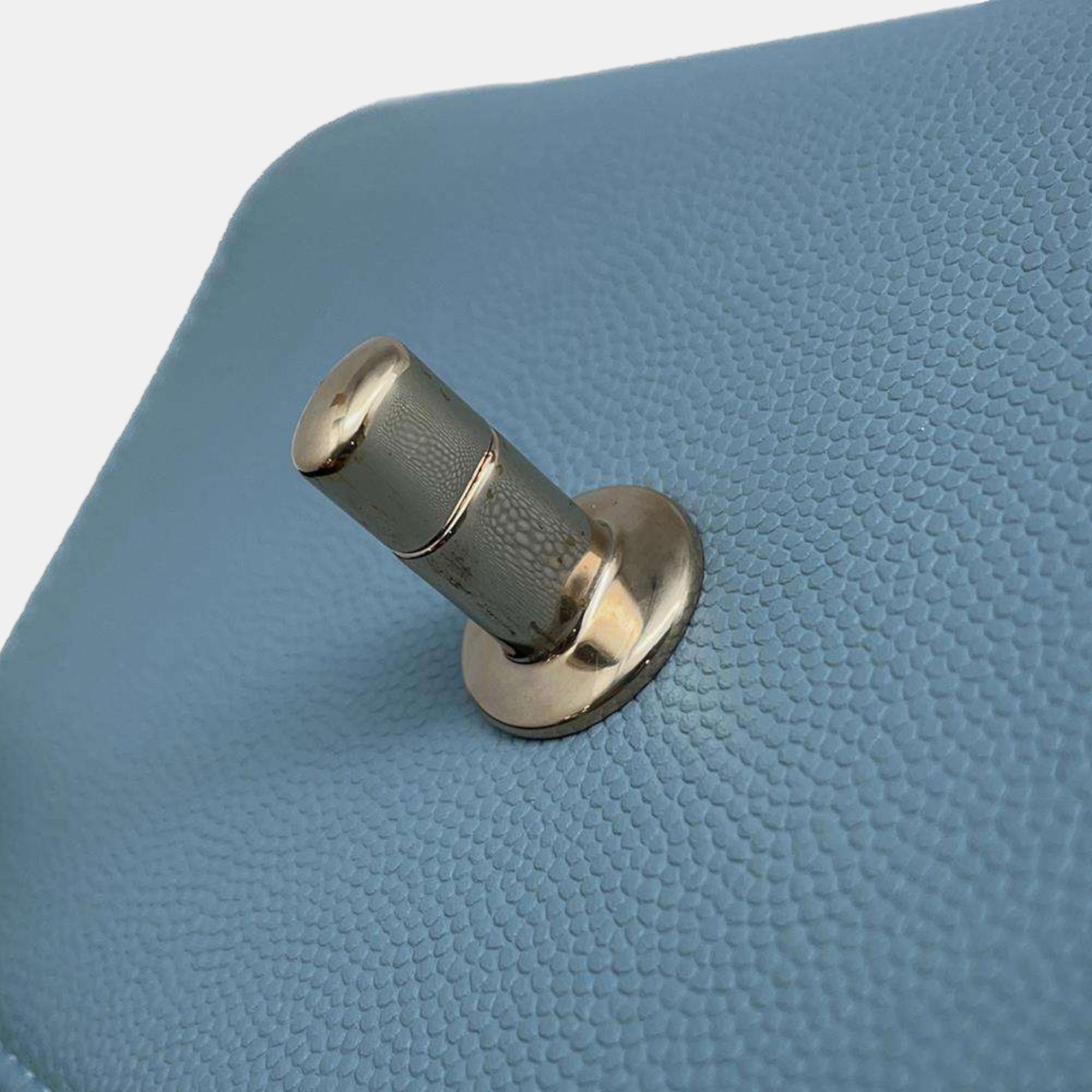 Chanel Light Blue Caviar Leather Business Affinity Chain shoulder Bag Size Small 