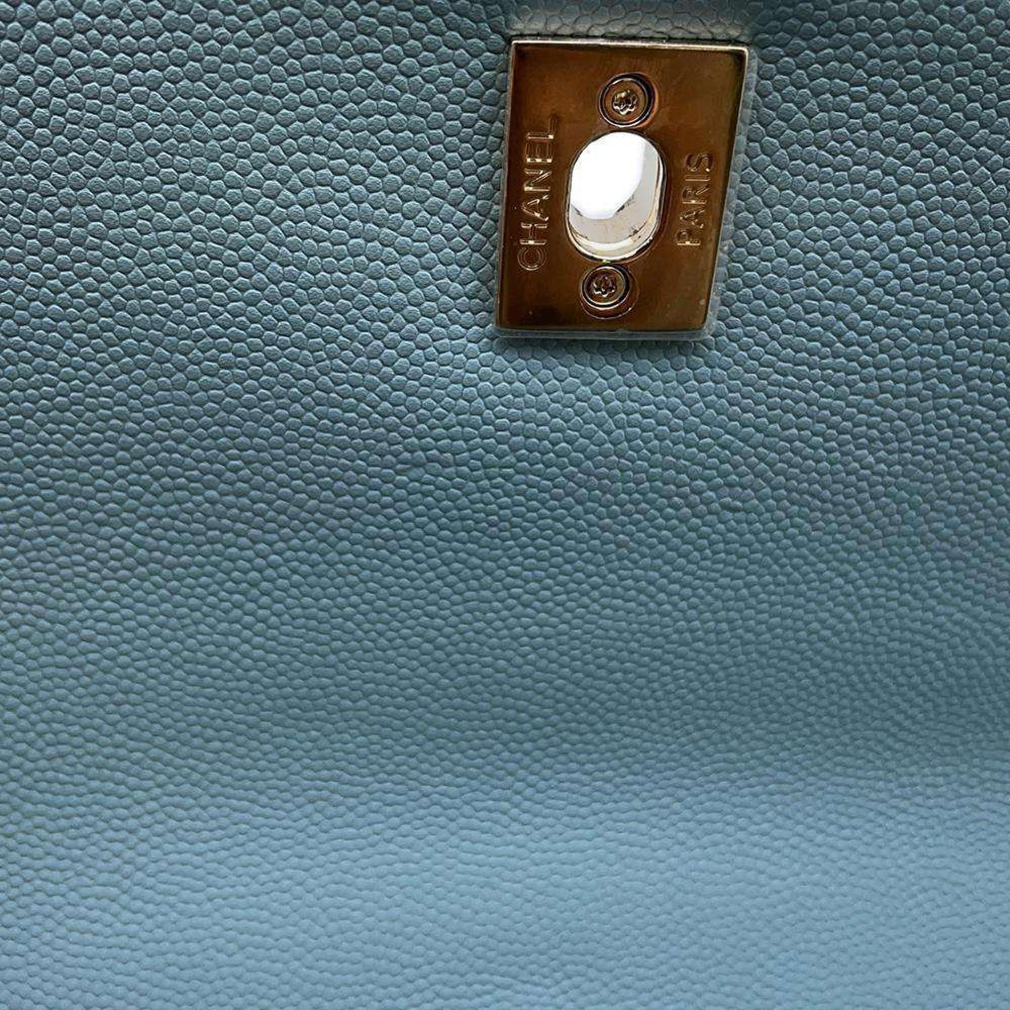 Chanel Light Blue Caviar Leather Business Affinity Chain shoulder Bag Size Small 