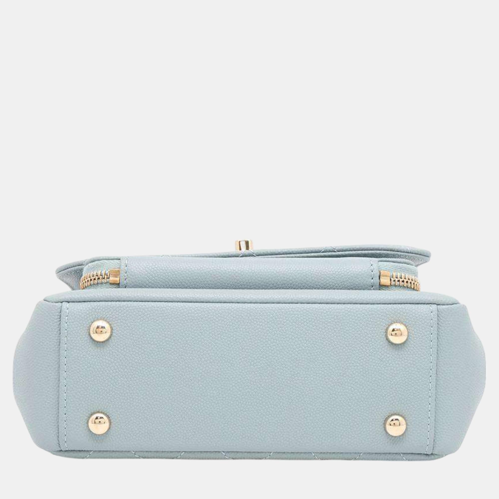 Chanel Light Blue Caviar Leather Business Affinity Chain shoulder Bag Size Small 