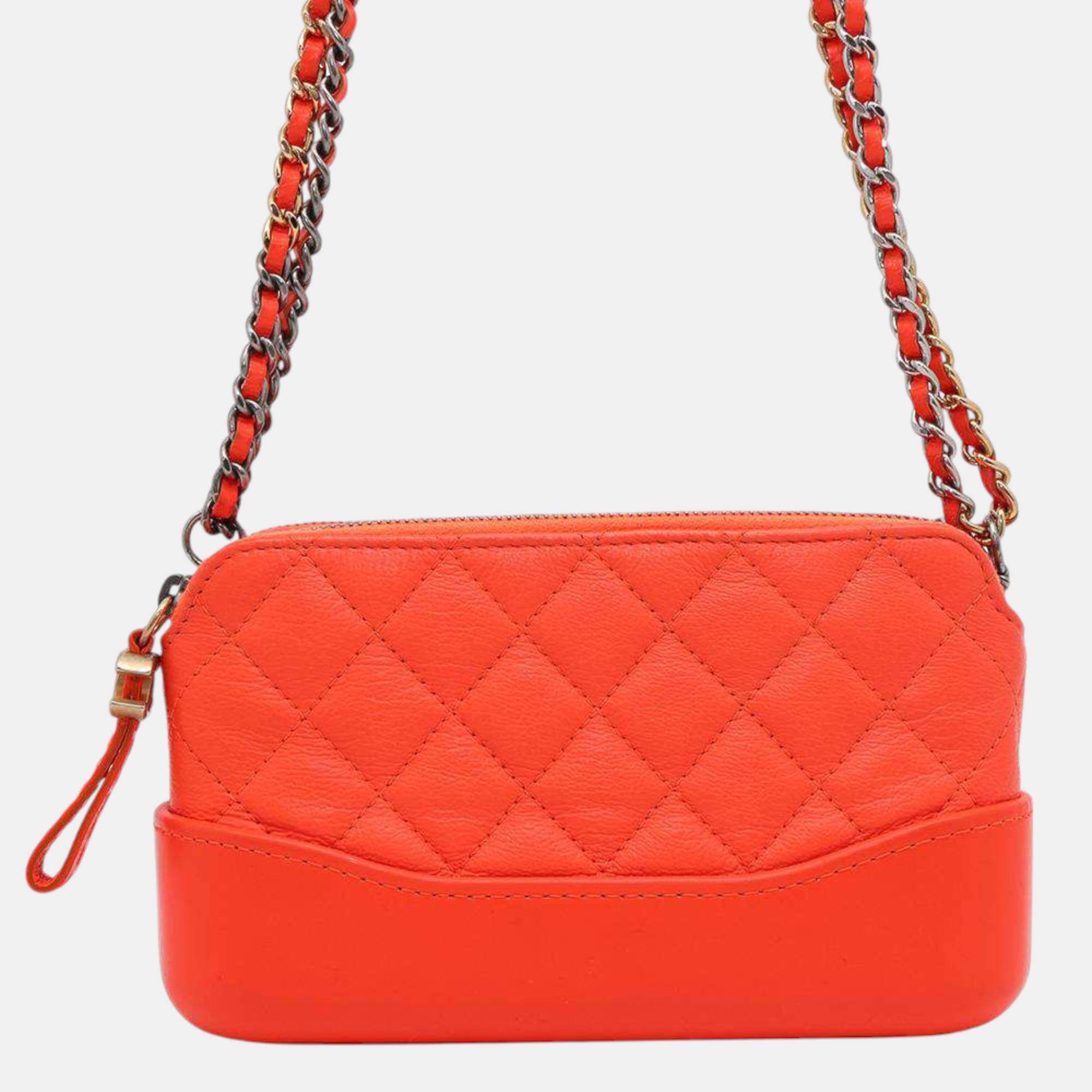 

Chanel Orange Leather Gabriel De Mini Chain Shoulder Bag