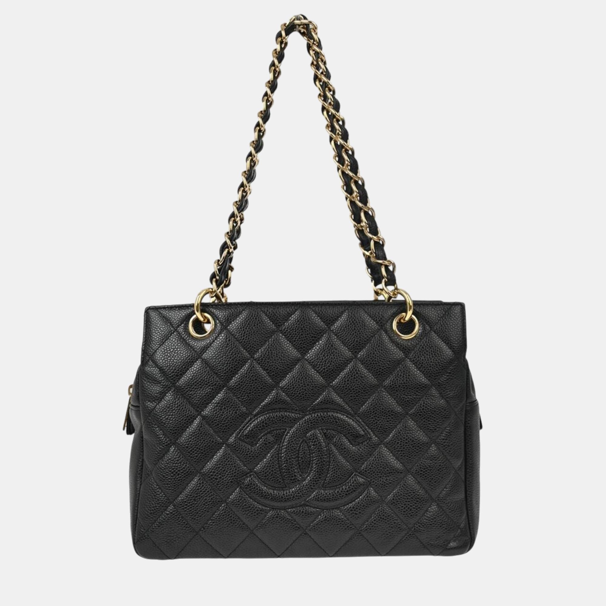 

Chanel Black Calfskin Petite Timeless Tote Ptt Chain Handbag