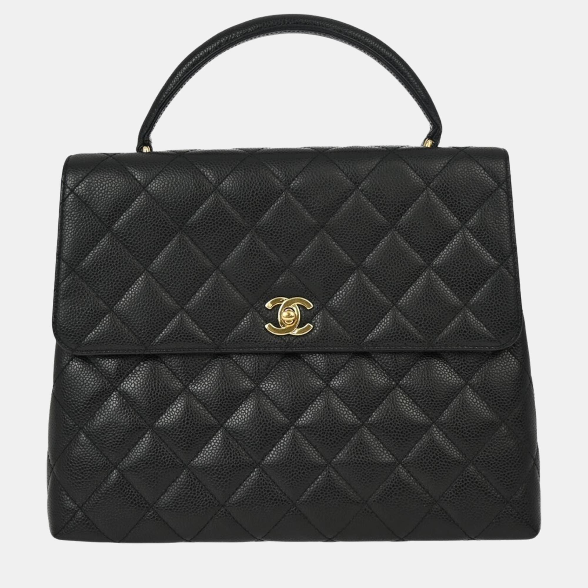 

Chanel Black Calfskin Top Handle Handbag