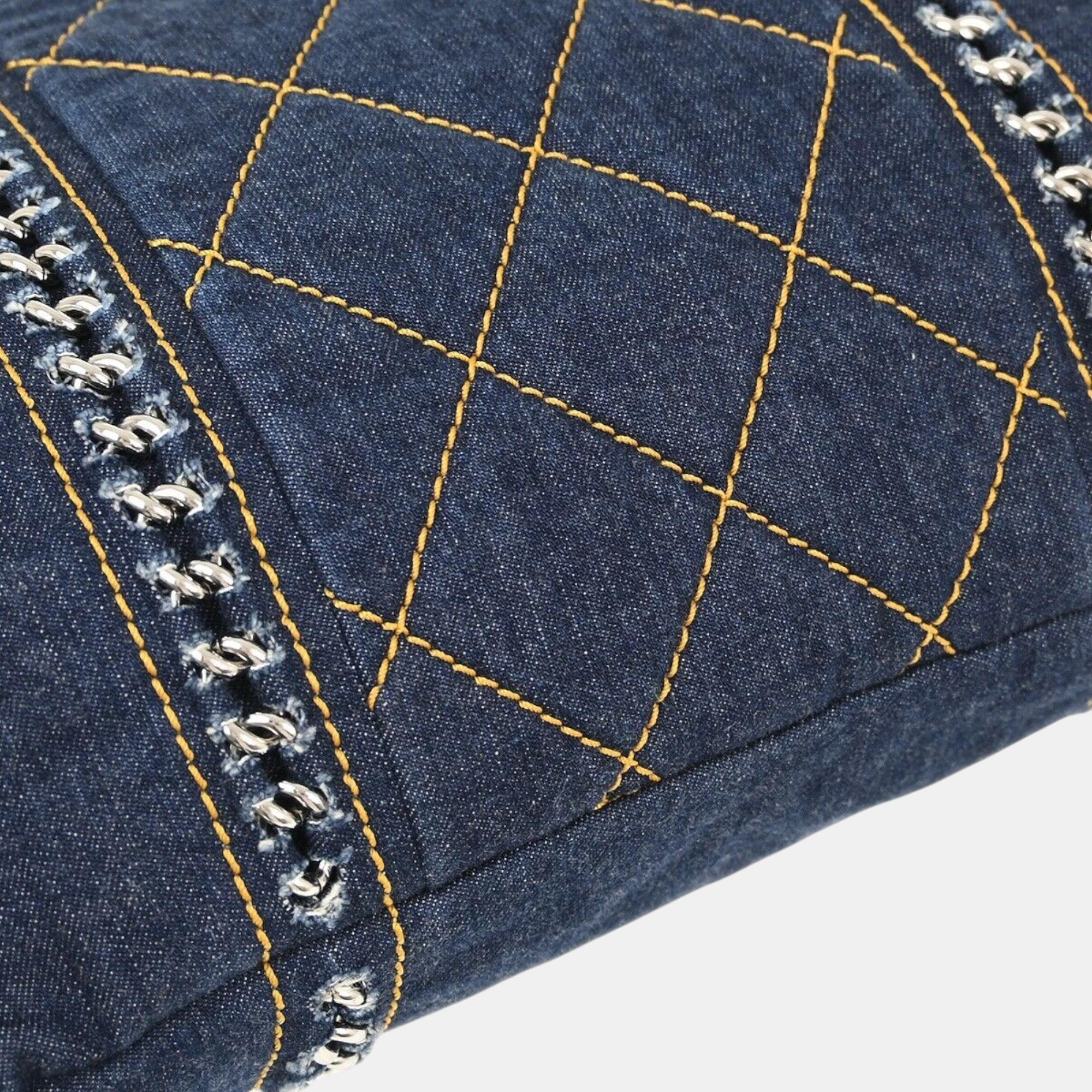 Chanel Blue Denim Luxury Line Tote Handbag 