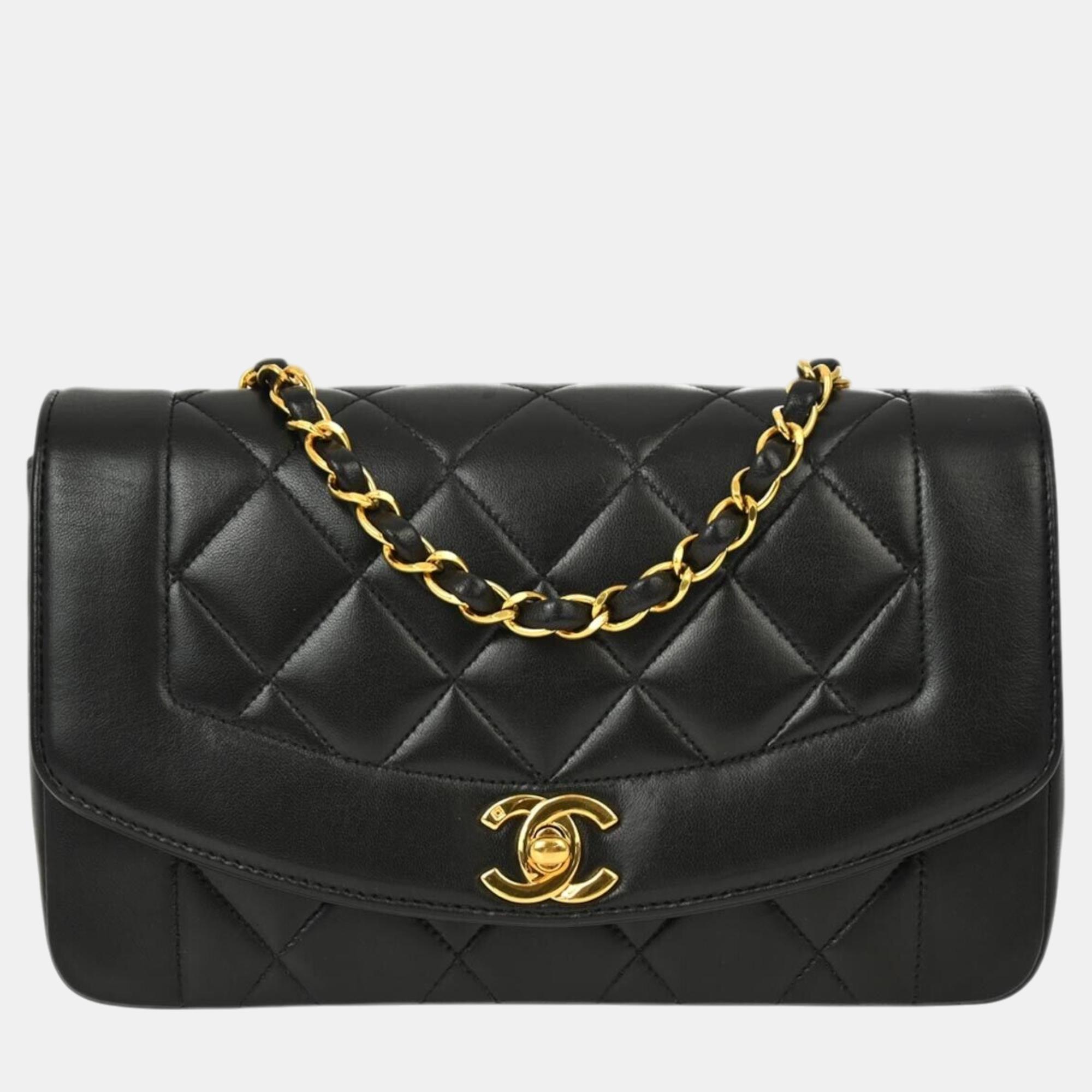 

Chanel Black Lambskin Small Diana Shoulder Bag