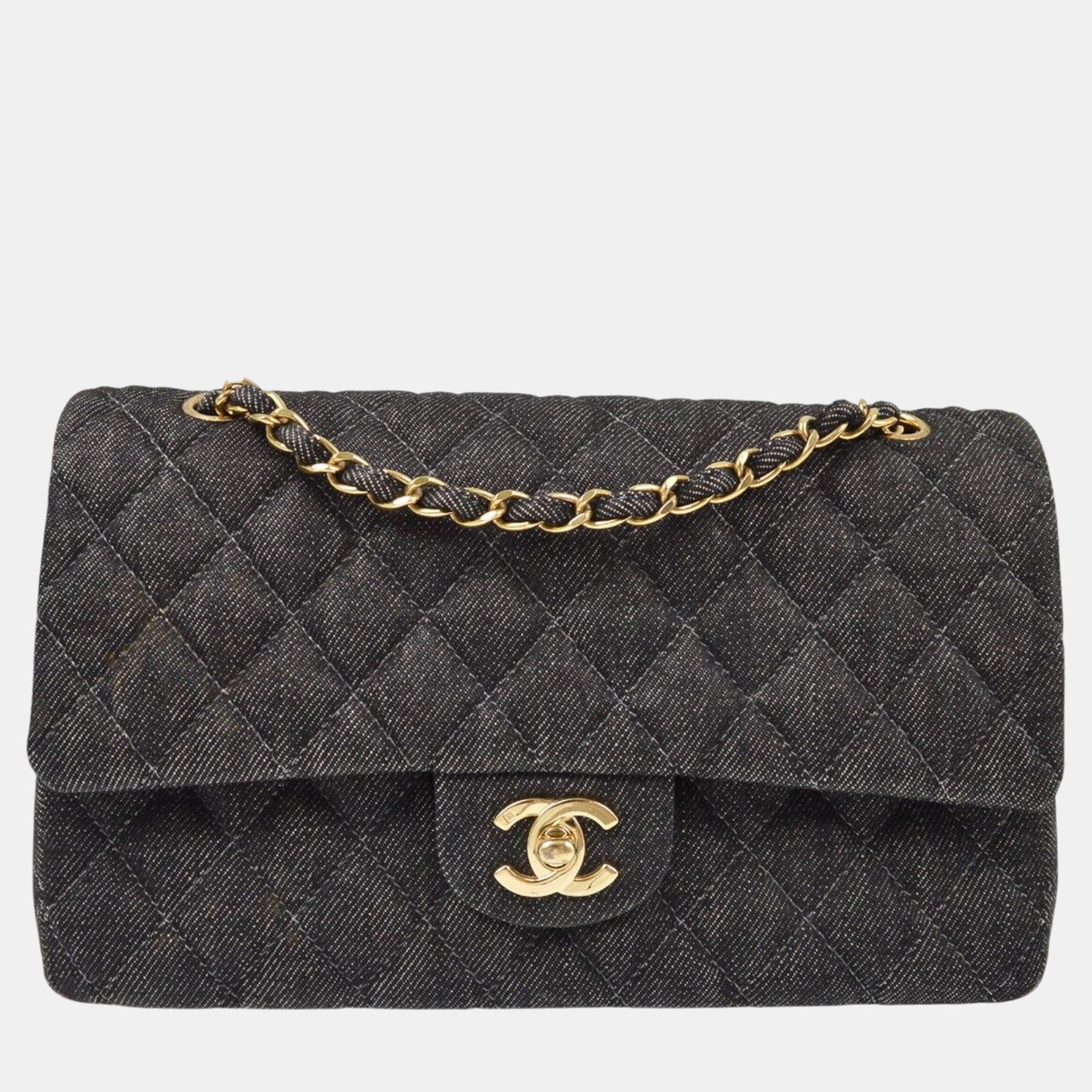 

Chanel Black Denim Medium Classic Double Flap Shoulder Bag