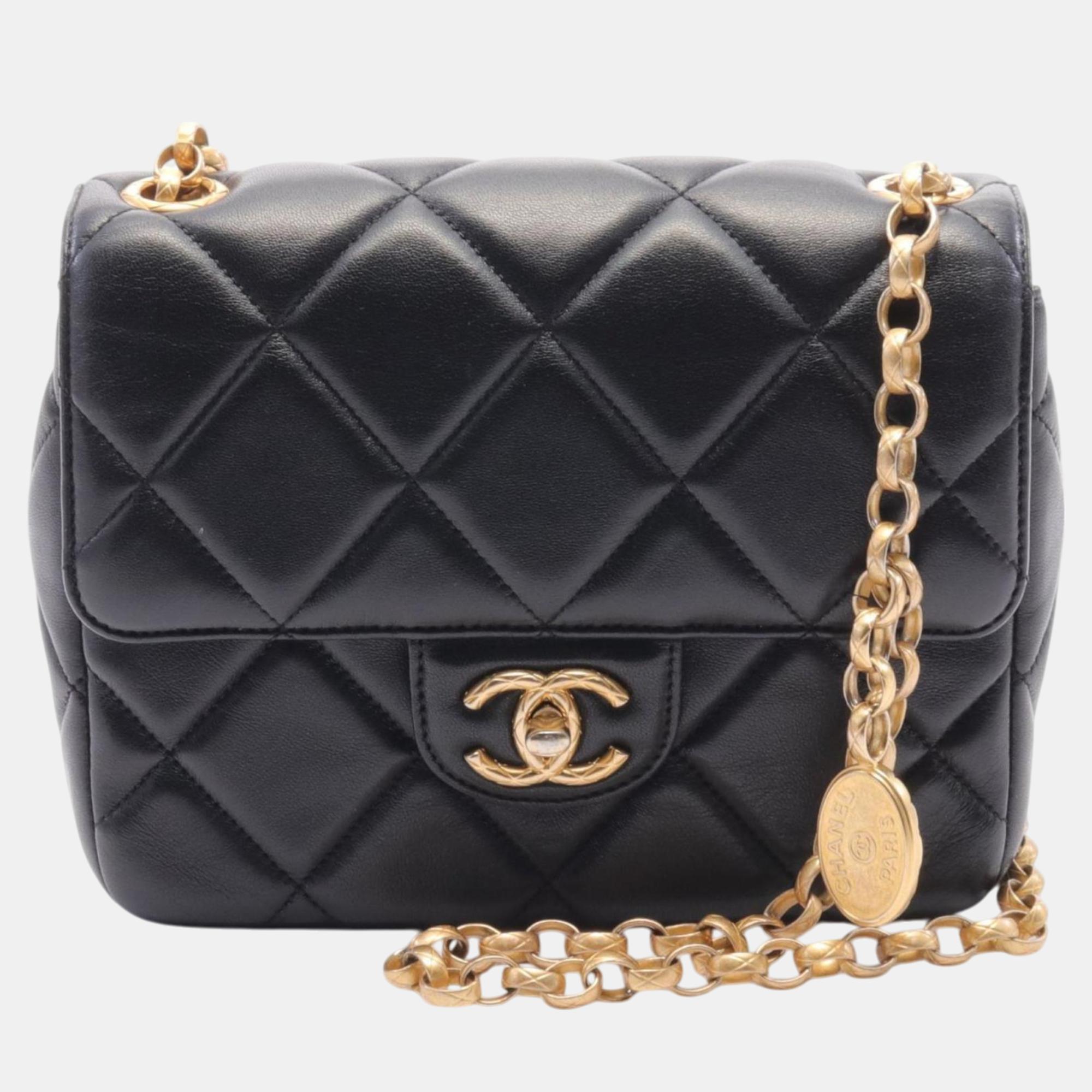 

Chanel Lambskin Black Matelasse Shoulder Bag