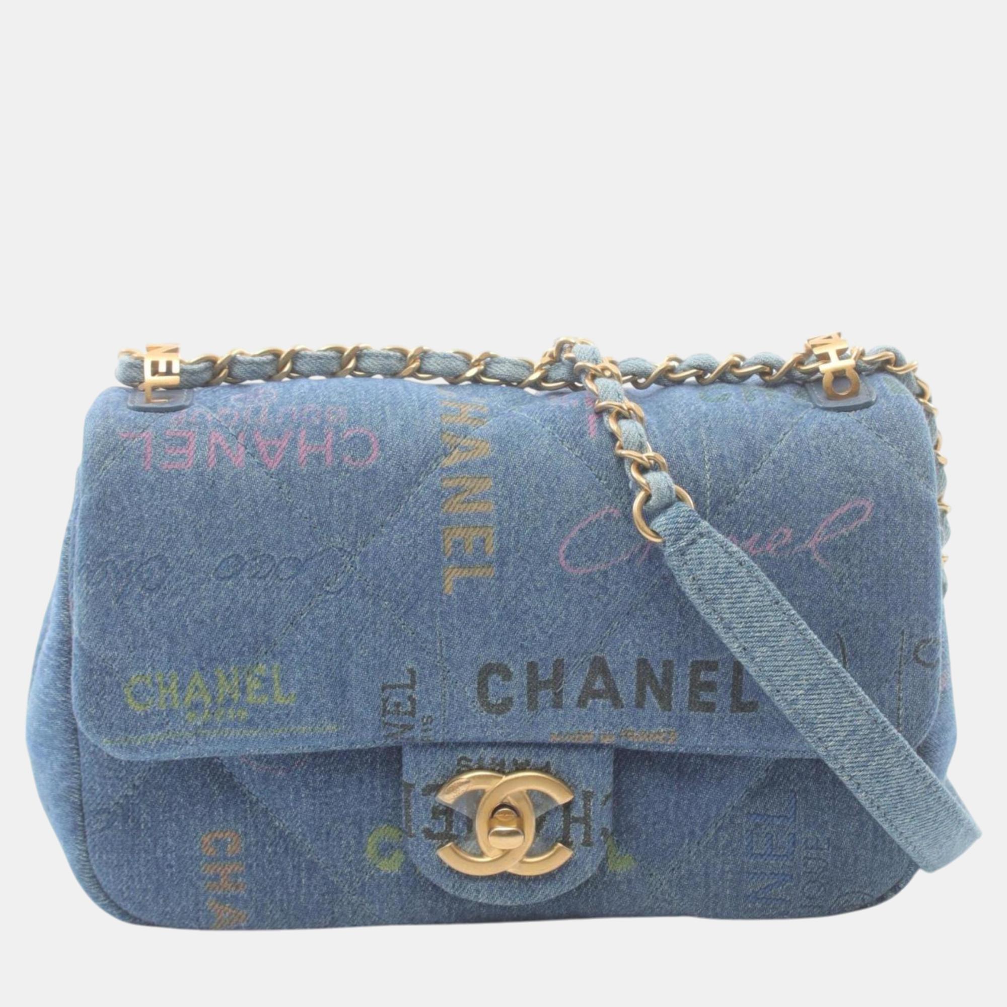 

Chanel Denim Blue Multicolor Matelasse Small Flap Bag