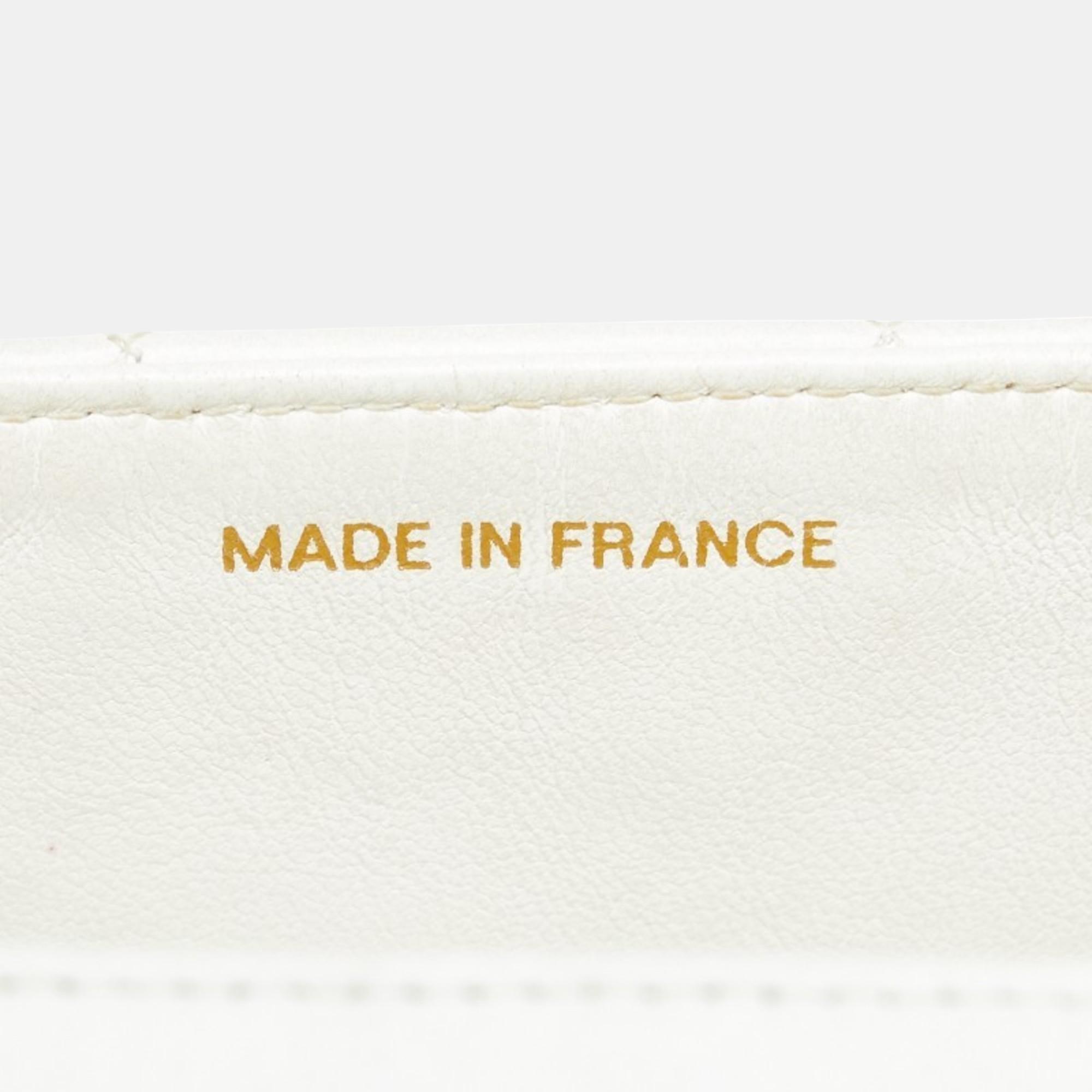 Chanel White Black Bicolor Lambskin Matelasse 25 Coco Mark Diana Chain Shoulder Bag 