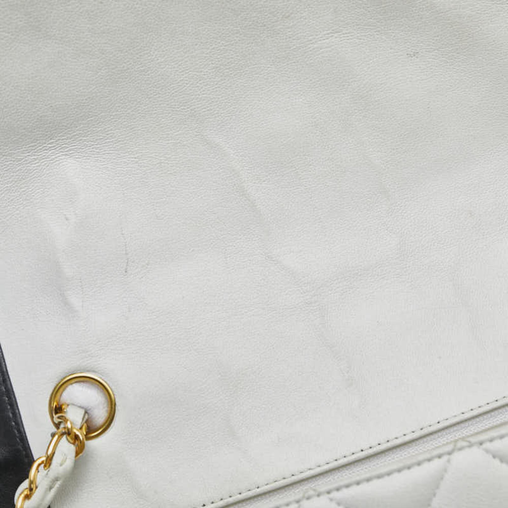Chanel White Black Bicolor Lambskin Matelasse 25 Coco Mark Diana Chain Shoulder Bag 