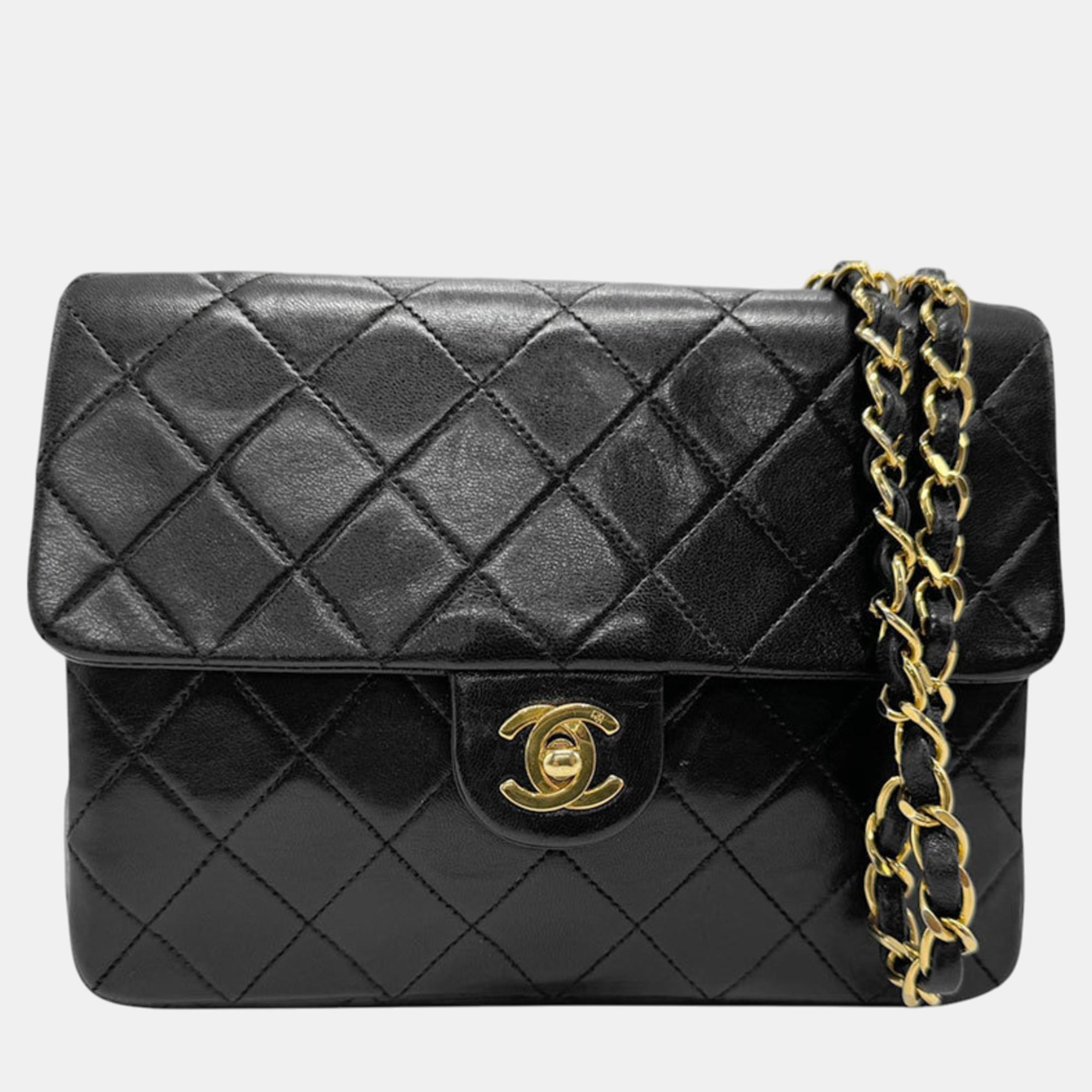 

Chanel Lambskin Black Gold Shoulder Bag