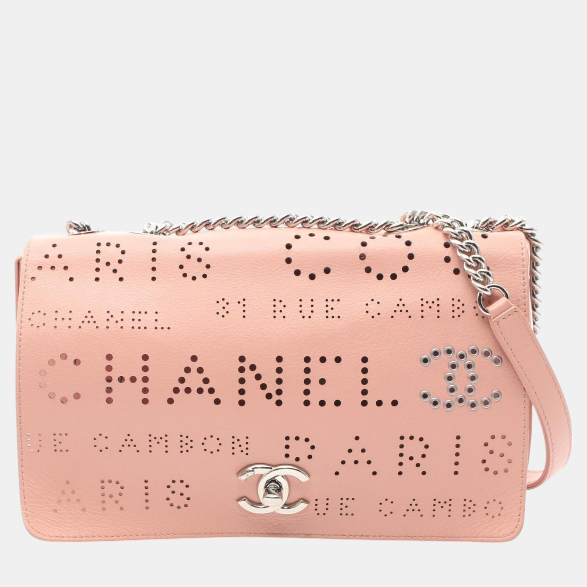 

Chanel Calfskin Cowhide Pink Punched Shoulder Bag