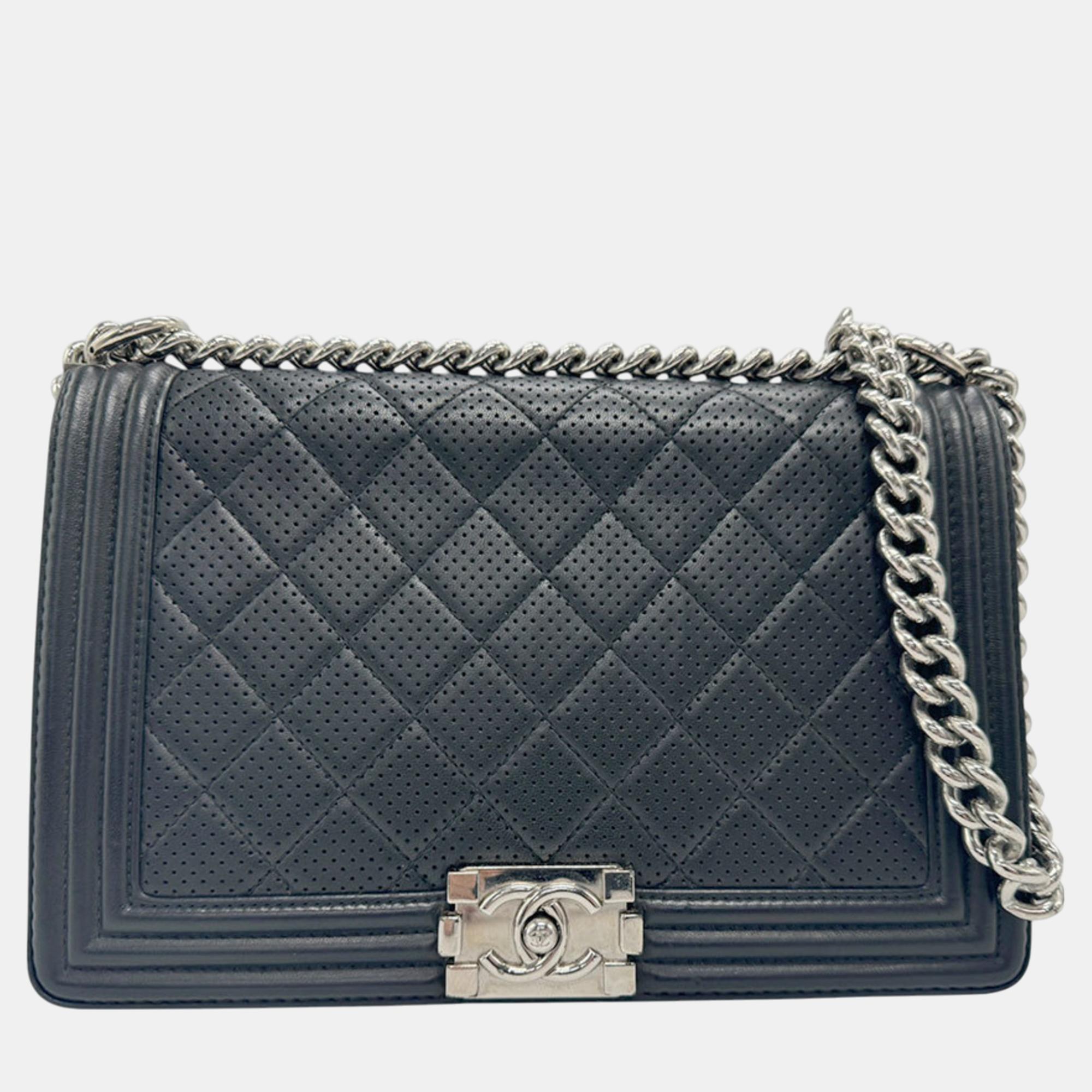 

Chanel Leather Black Silver Boy Chanel Shoulder Bag