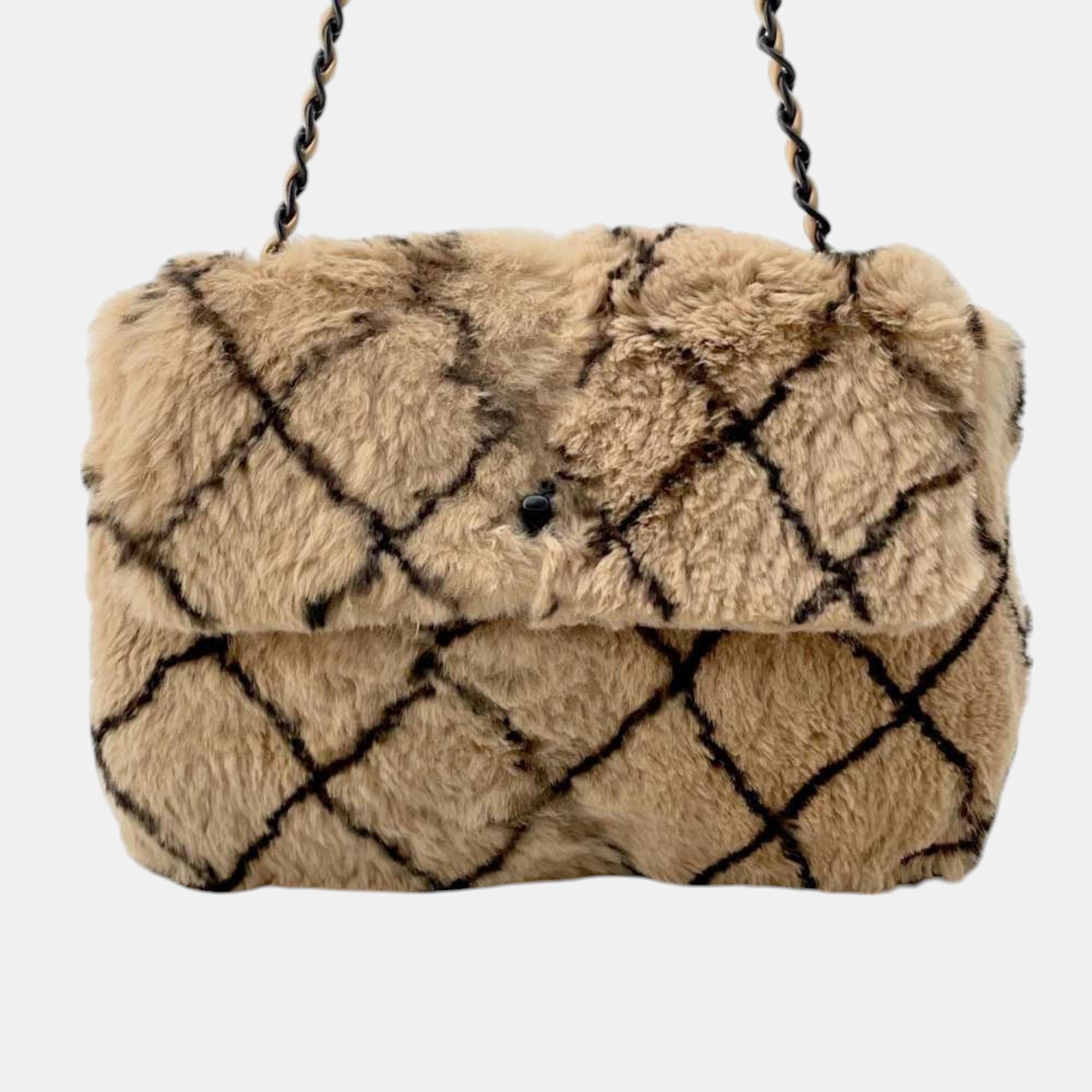 

Chanel Matelasse Rabbit Fur Coco Mark Chain Shoulder Bag, Black