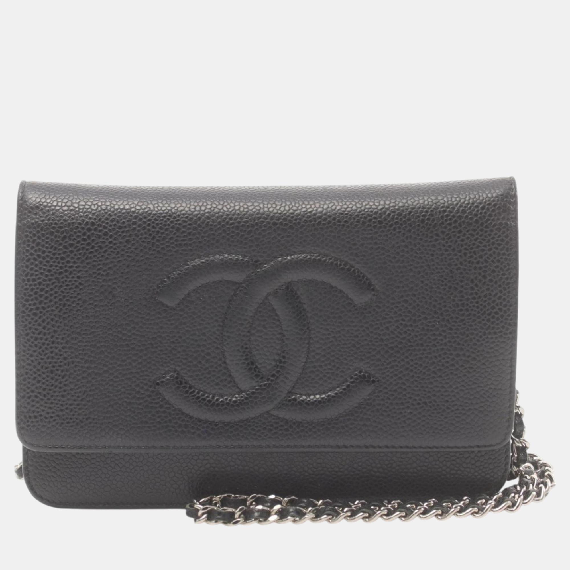 

Chanel Black Caviar Skin Grained Calf Coco Mark Shoulder Bag